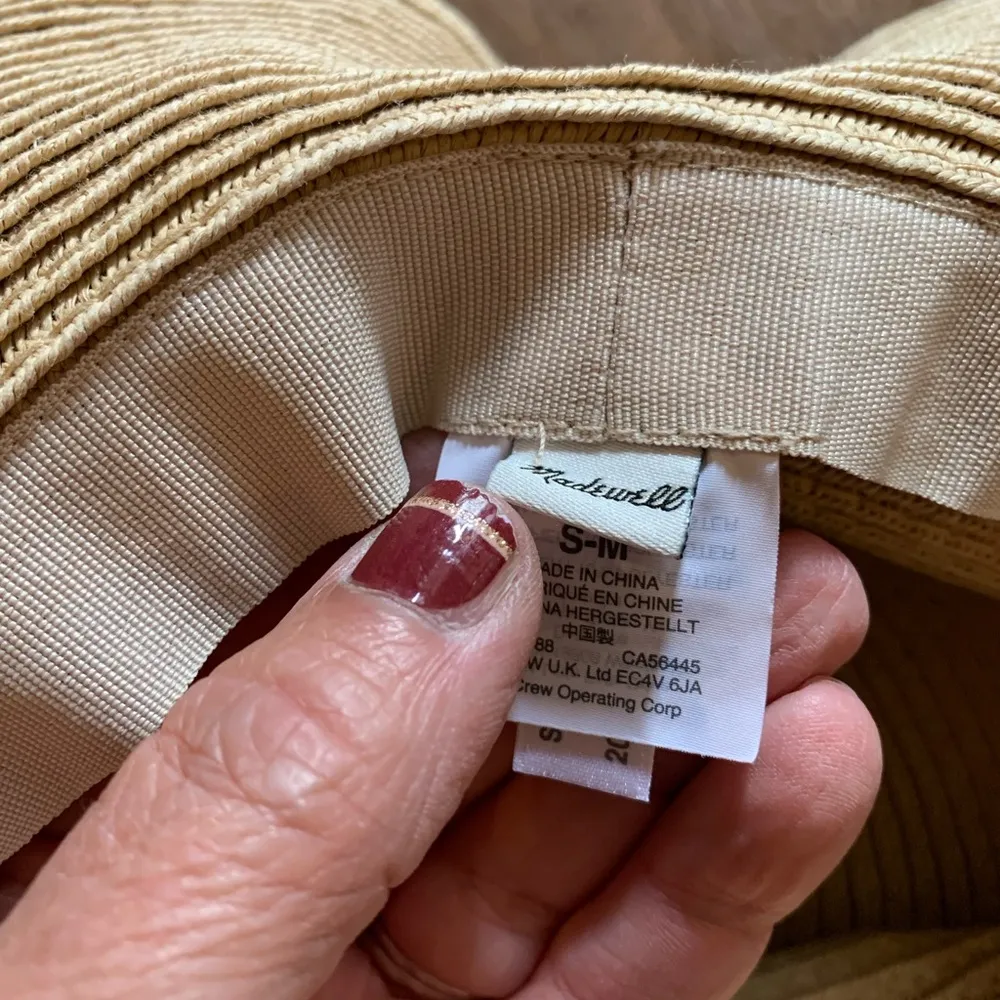 Madewell Women's S/M Packable Mesa Straw Hat Wide Brim Black Band - Image 3