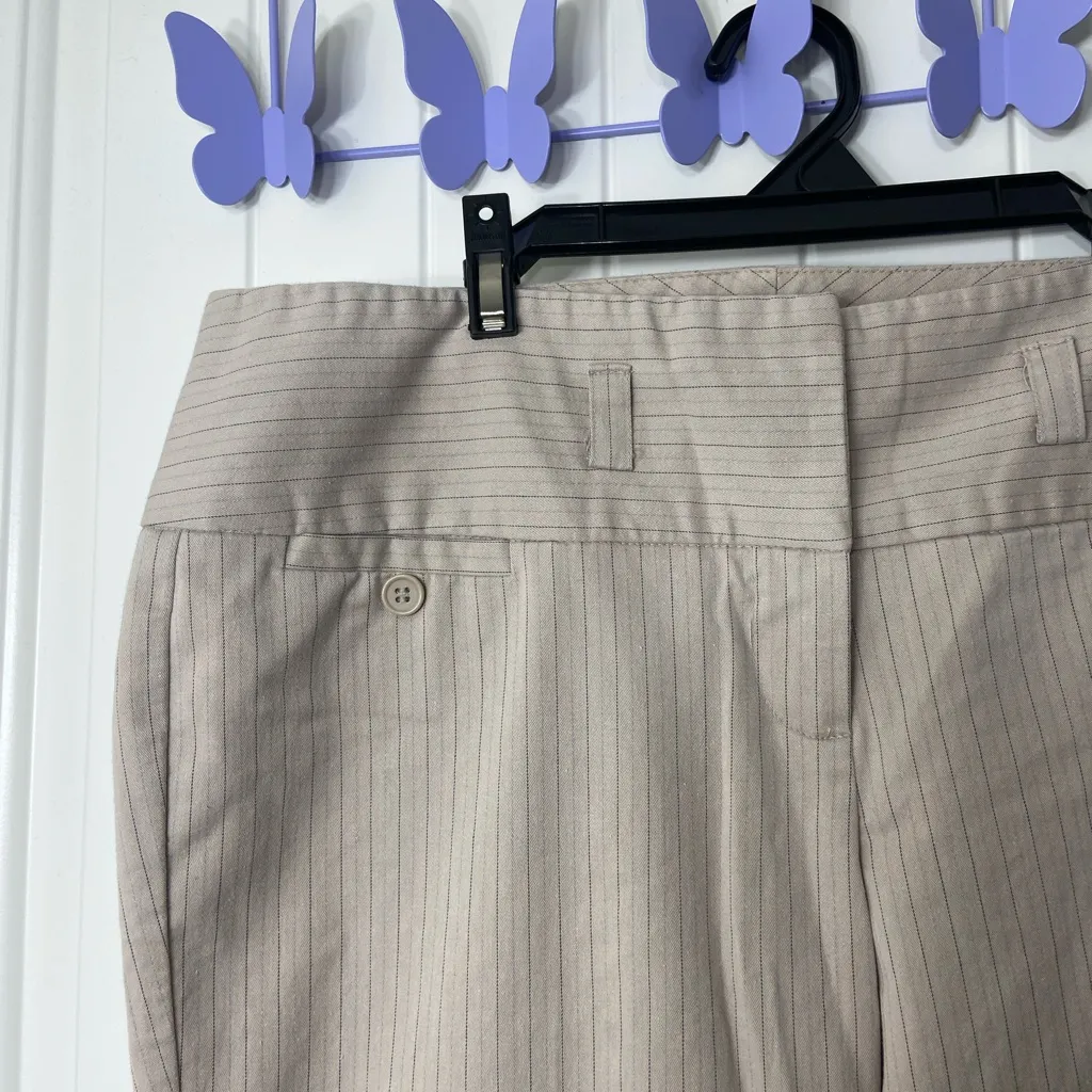 EUC Vintage Studio Y women’s tan striped‎ wide leg pocket stretch pants 11/12 - Image 2