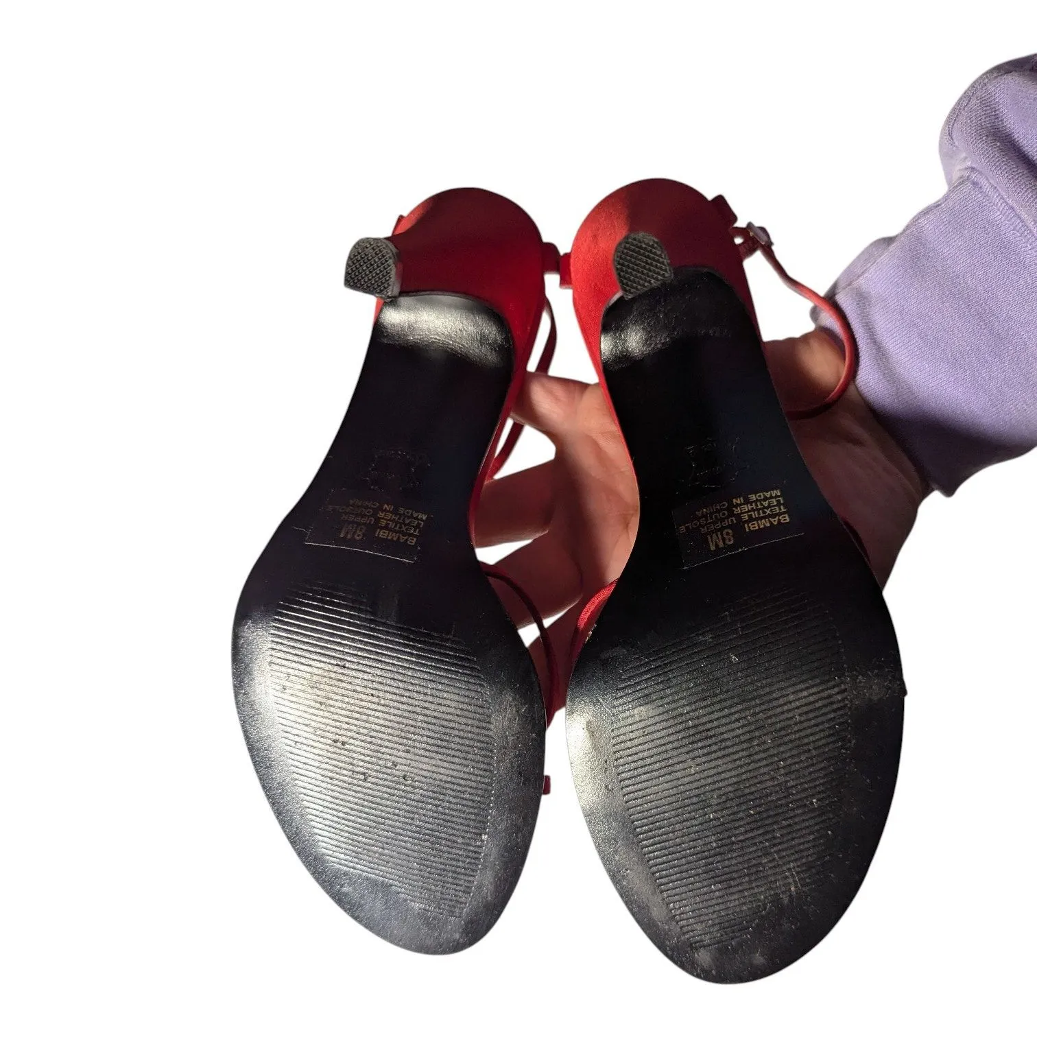 Vtg Y2K Ellemenno Red Satin Rose Floral Accent High Heel Strappy Sandals Sz 8 - Image 4