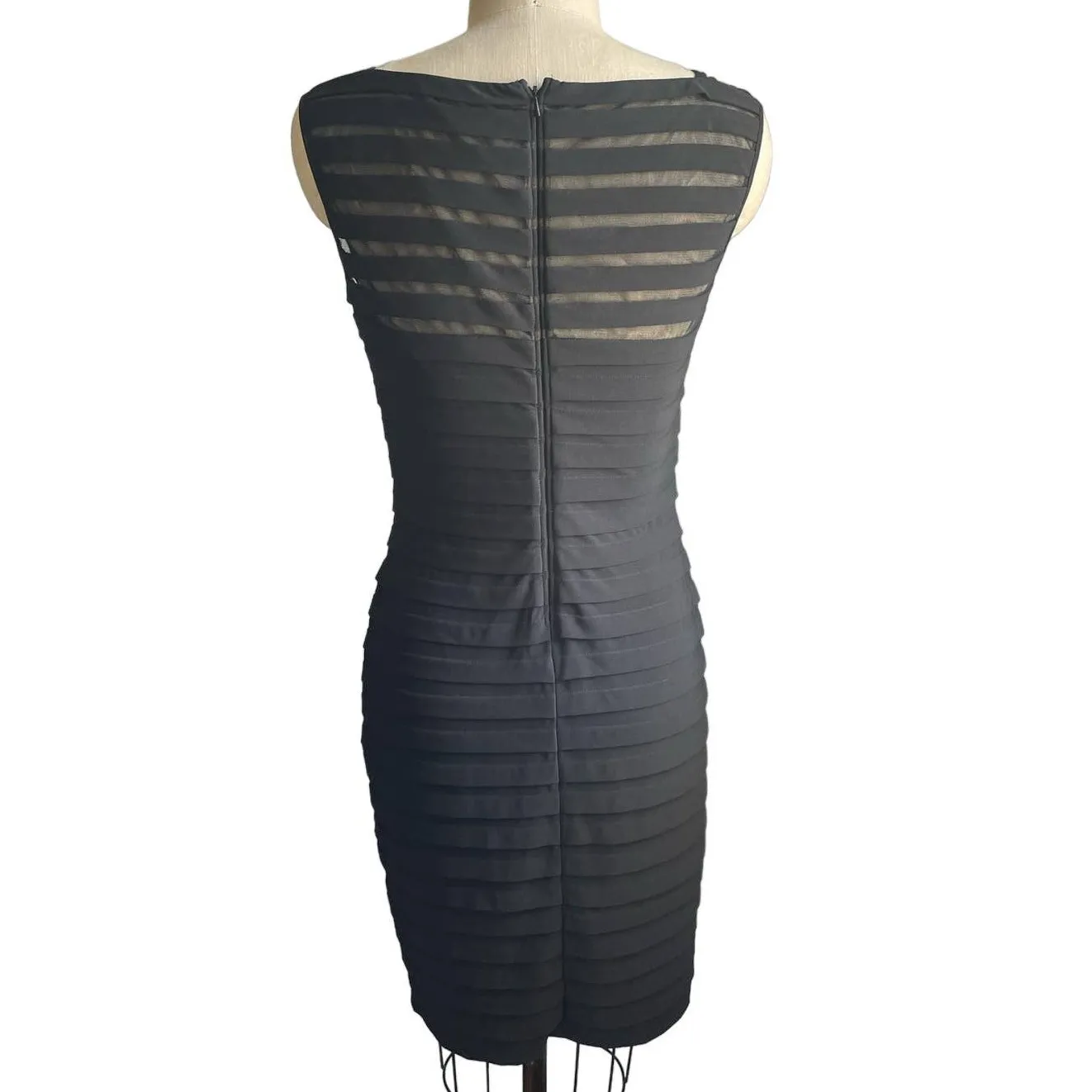NWT Tadashi Shoji Black Sheer Stripe Sleeveless Cocktail Dress Size Medium - Image 5