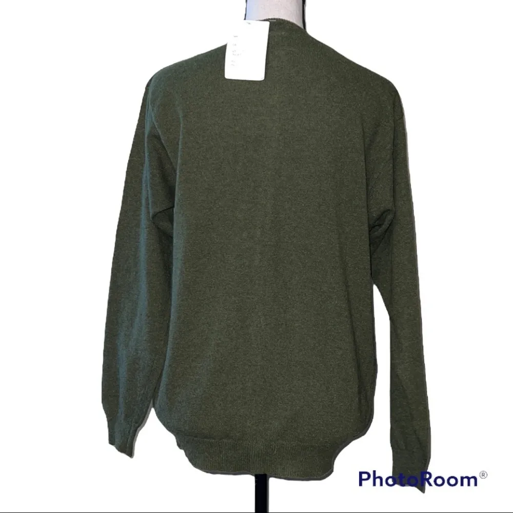 ANNA MILANI large women's lambswool Italian cardigan dark green buttons vintage - Image 3