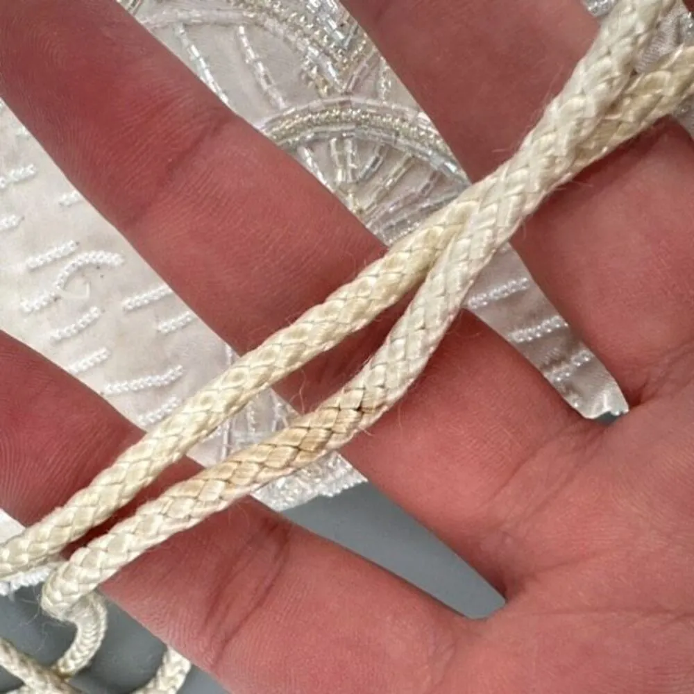 Vintage Magid Women's Iridescent Beaded Clutch Purse Sling Handbag White Mini - Image 8