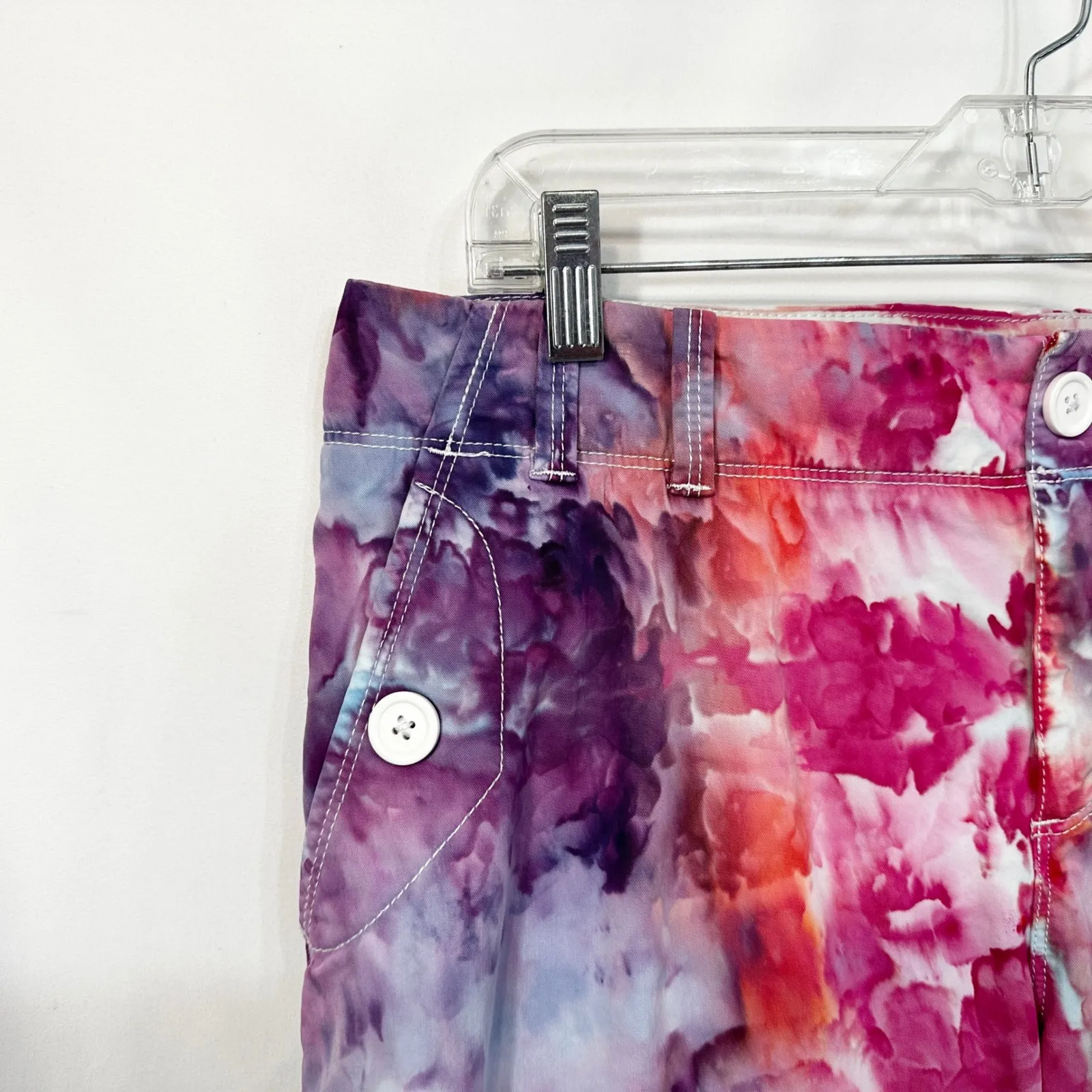 Fashion Bug Plus Size 14 Capri Pants Handmade Tie Dye Cropped‎ Pink Purple 599 - Image 6