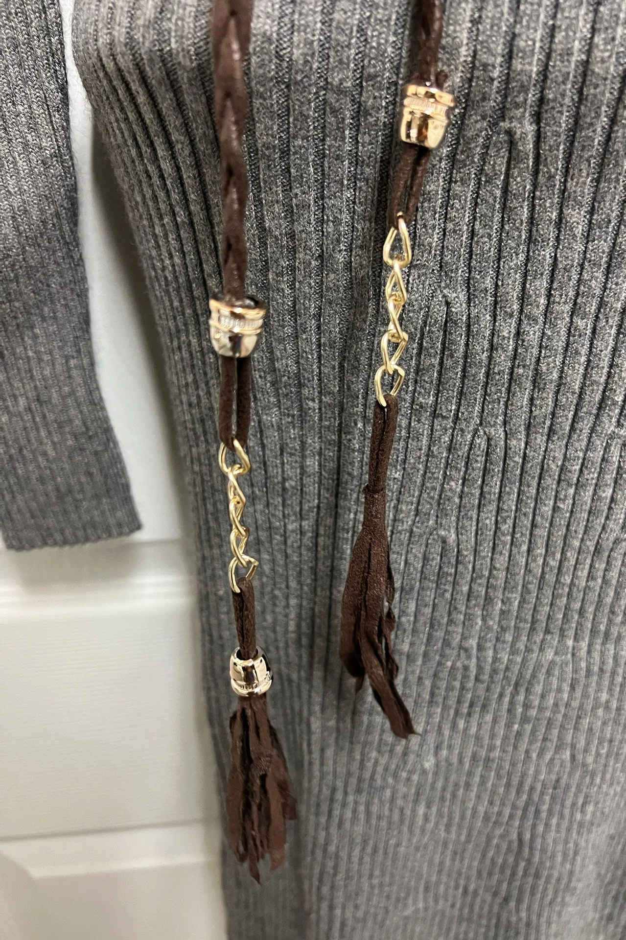 Double Zero Grey Ribbed Mock Neck Sweater Dress - Image 8