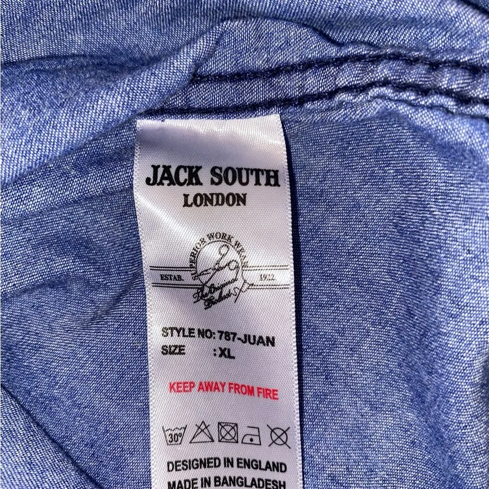 Jack South London denim button down jean shirt Blue Size XL - Image 7