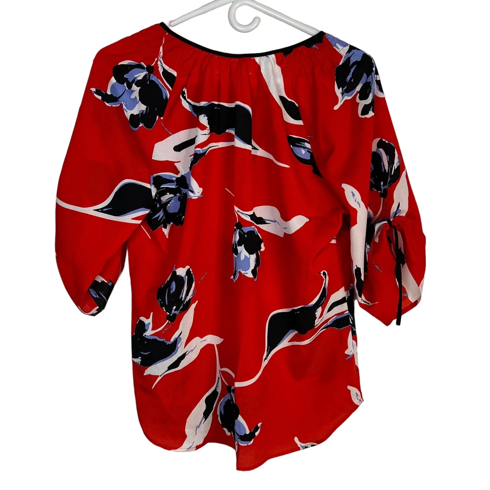 Anthropologie Yumi Kim Floral Peasant Top Blouse Orange Boho Size Small - Image 3