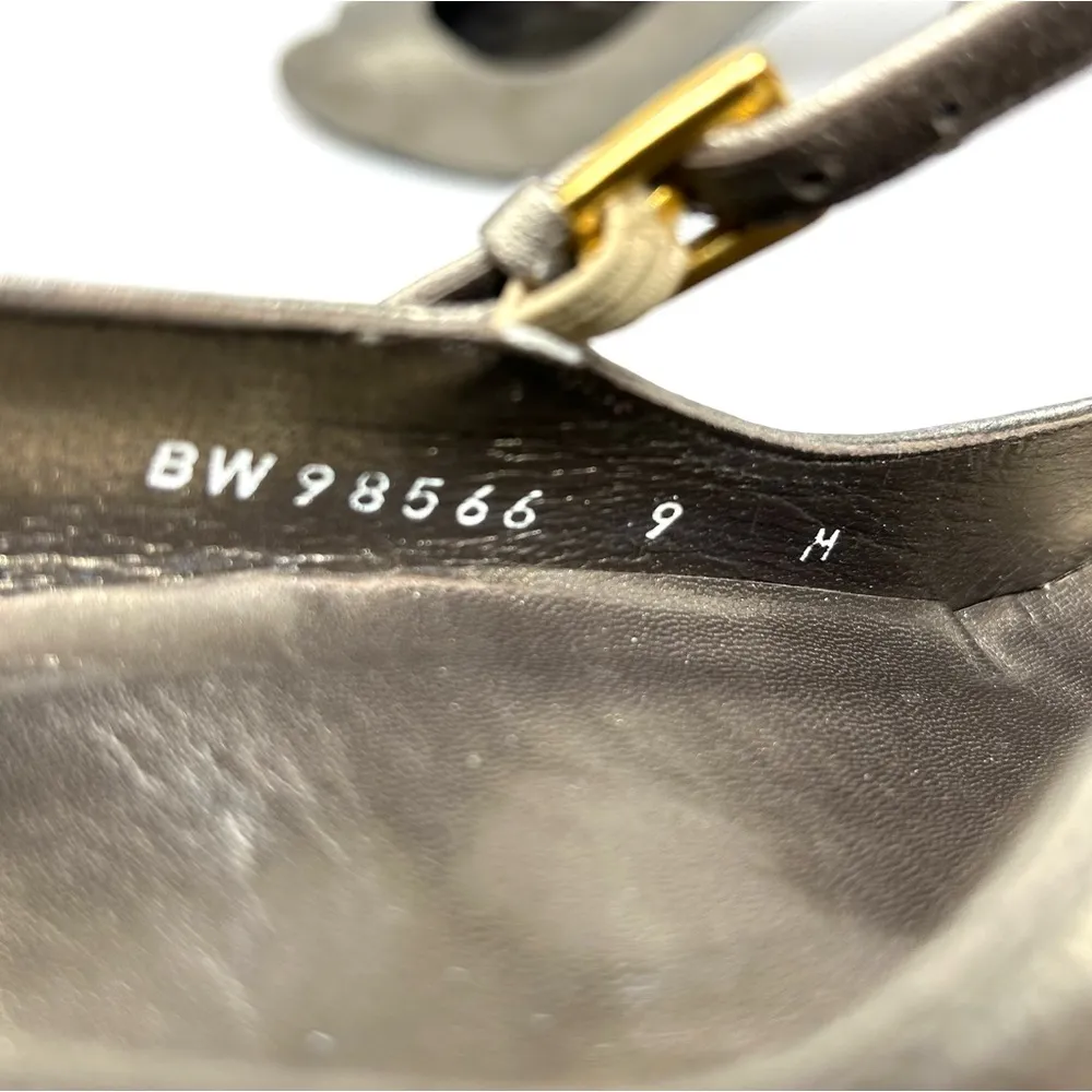 STUART WEITZMAN bronze leather, peep toe Mary Jane heels, made in Italy, size 9 - Image 10