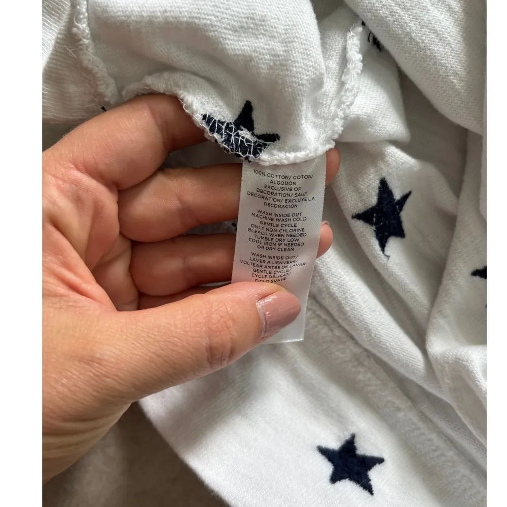 Loft Sweatshirt Womens XS White Blue Embroidered Stars USA Beachy Coastal Preppy - Image 7