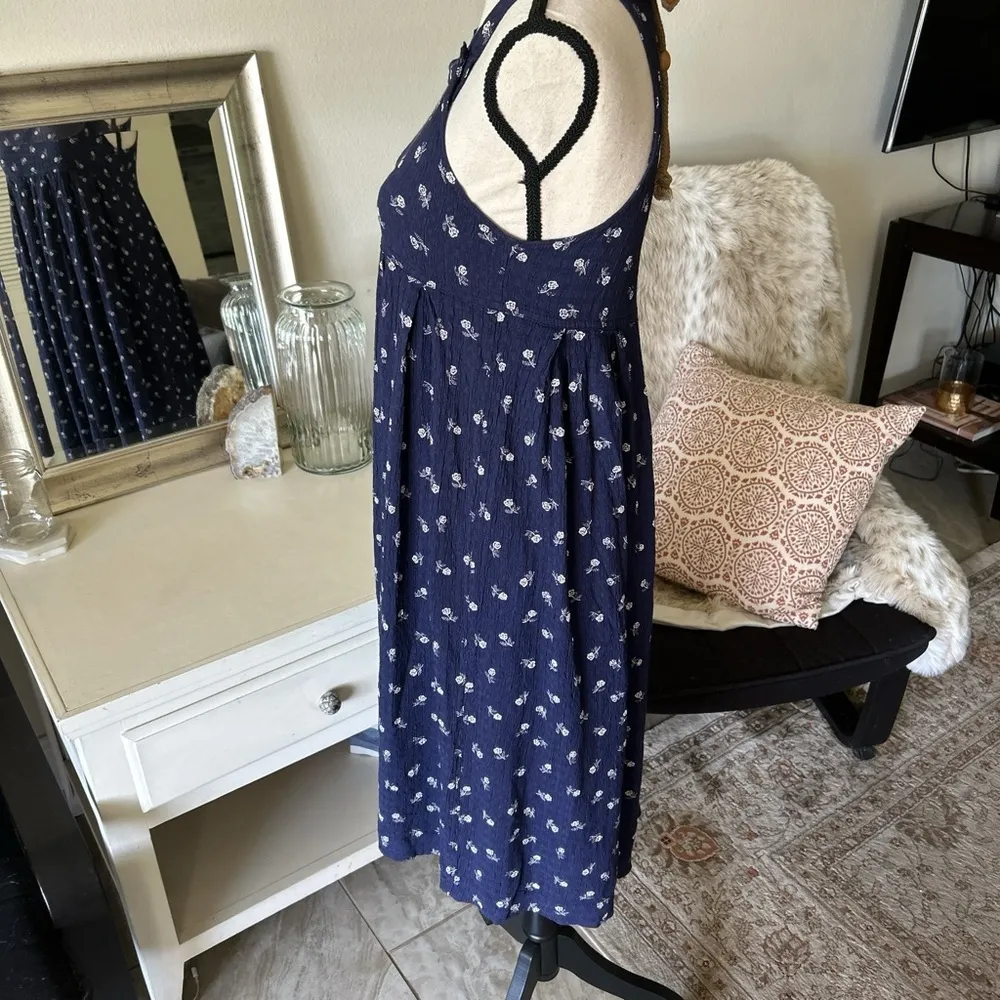 Vintage K.c Parker blue ditzy floral cottage Prairie, summer midi dress 14 med‌ - Image 4