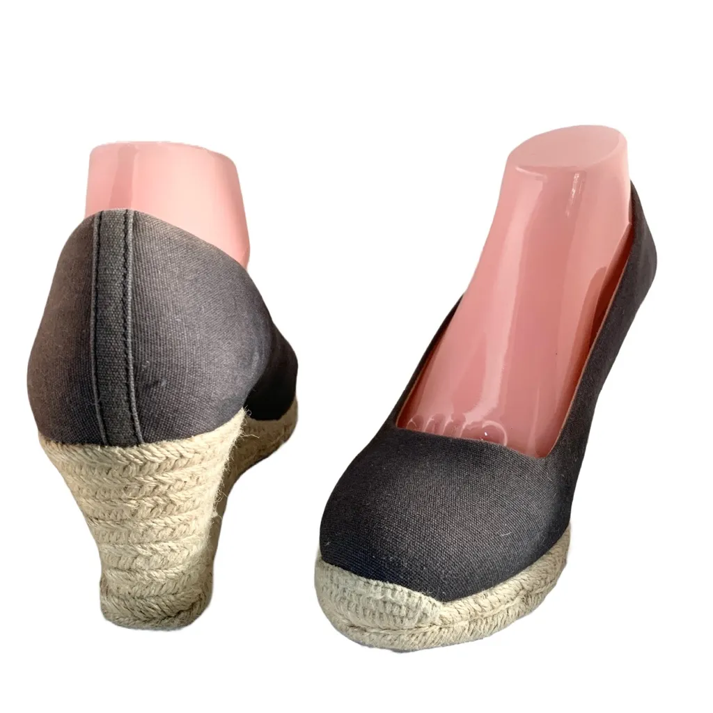 J. CREW GRAY "SEVILLE" CANVAS AND JUTE ESPADRILLE WEDGE HEELS (9.5) - Image 3