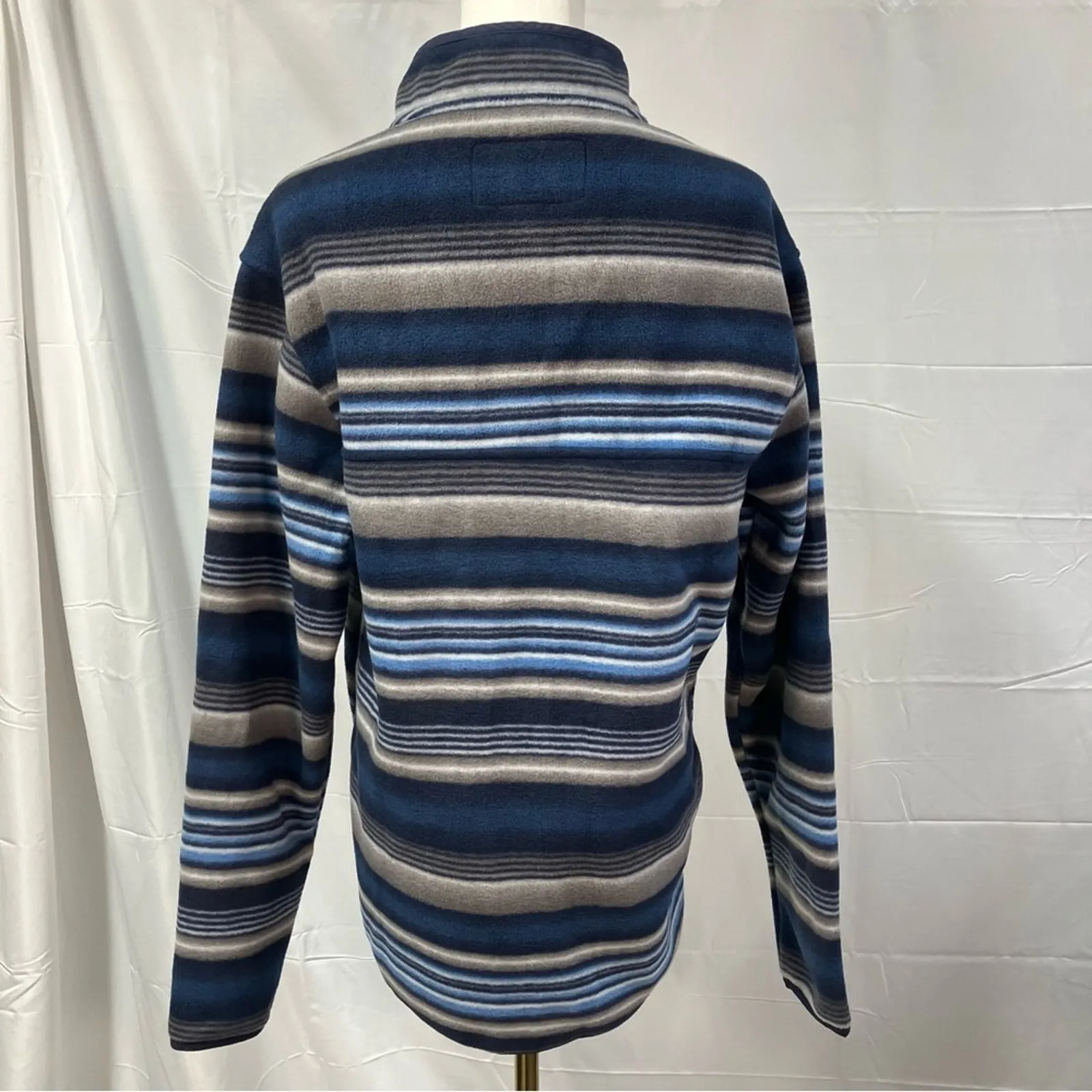 Southern‎ Grit Tundra Fleece Pullover Snap Striped Blue Grey Southwestern Womens - Image 8