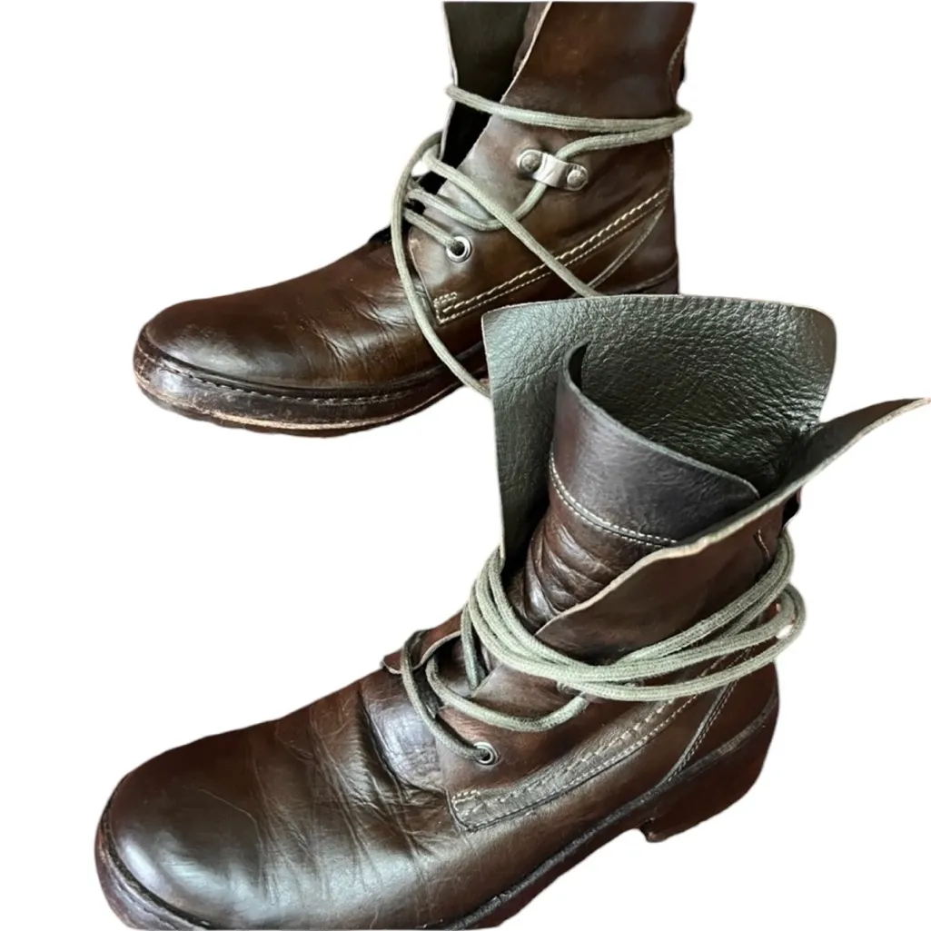 Materia Prima by Goffredo Fantini Brown 37 Made In Italy Moto Combat Boots Size 6.5 - Image 8