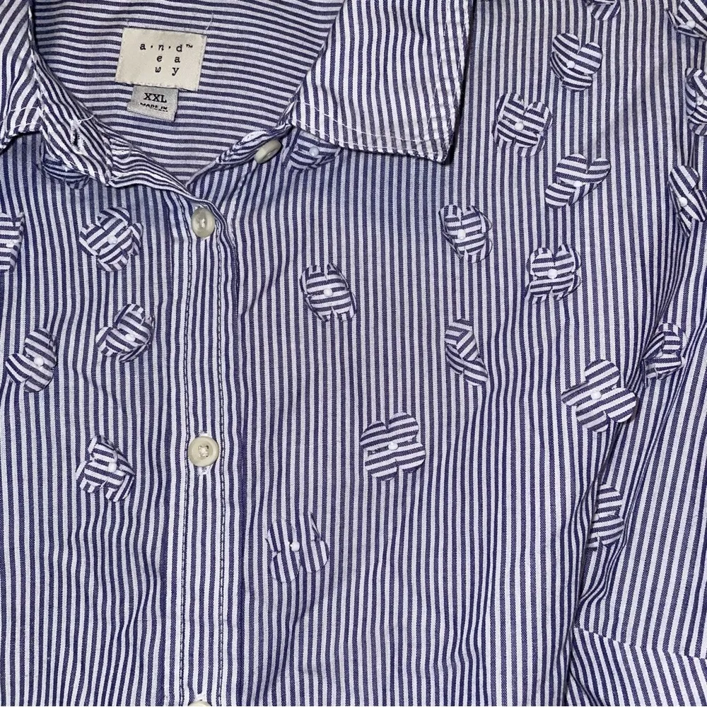 A New Day Striped Button Down with Floral Accent Size XXL - Image 3