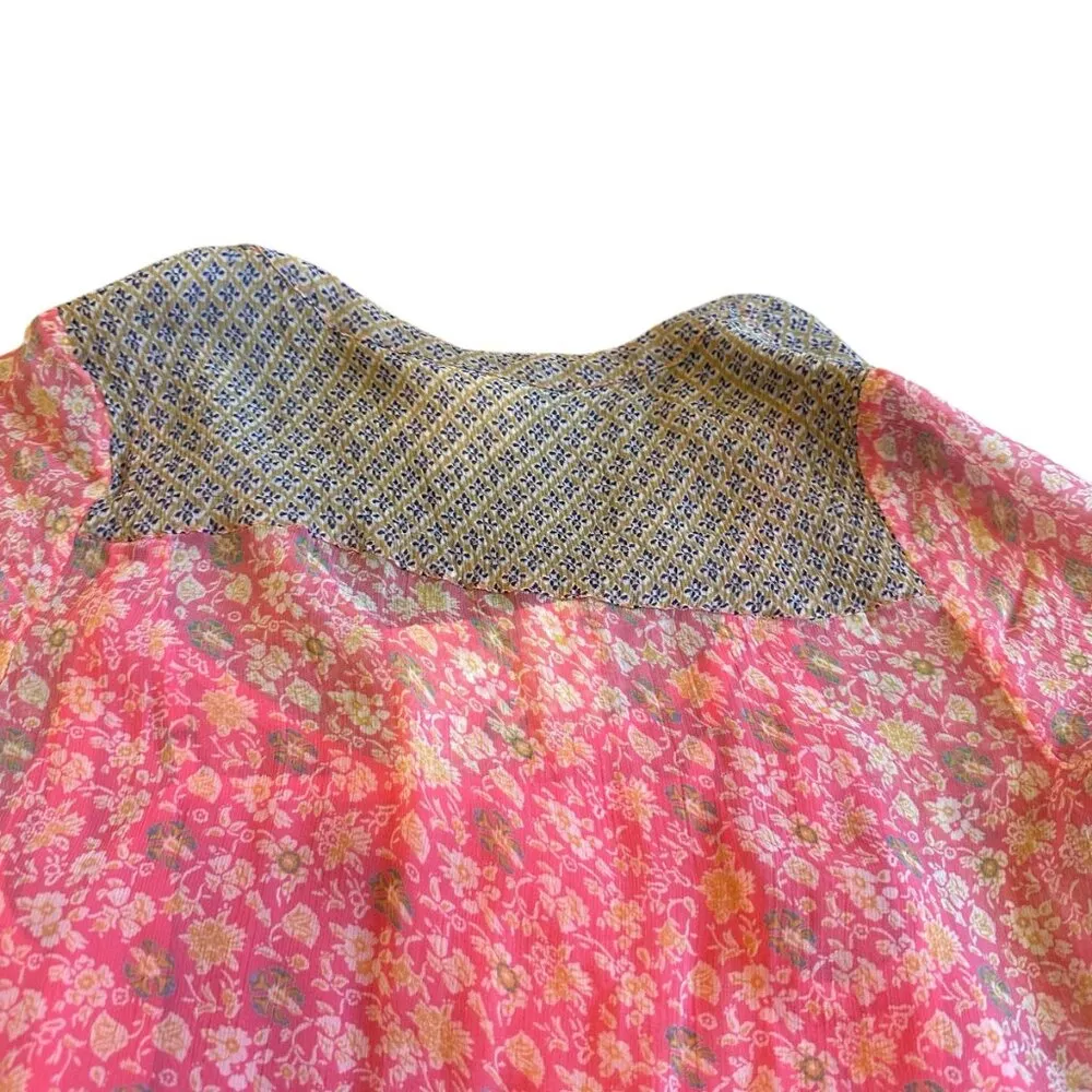 Maeve Anthropologie Coral Print Mini Dress Sheer w/ Liner Floral Size 4 Women's - Image 8