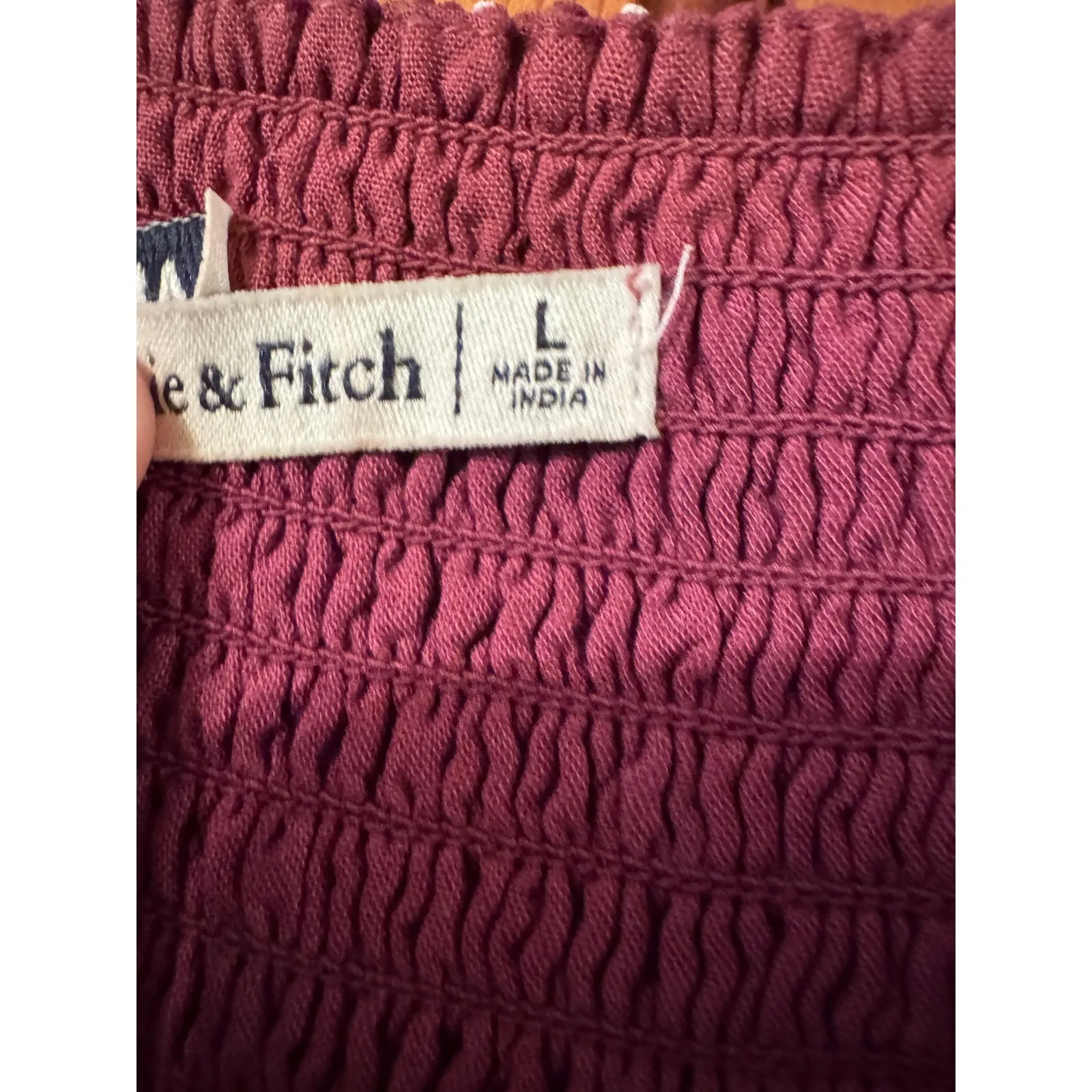 Abercrombie & Fitch Burgundy Polka Dot Smocked 90's Tie Sleeve Mini Dress L - Image 9