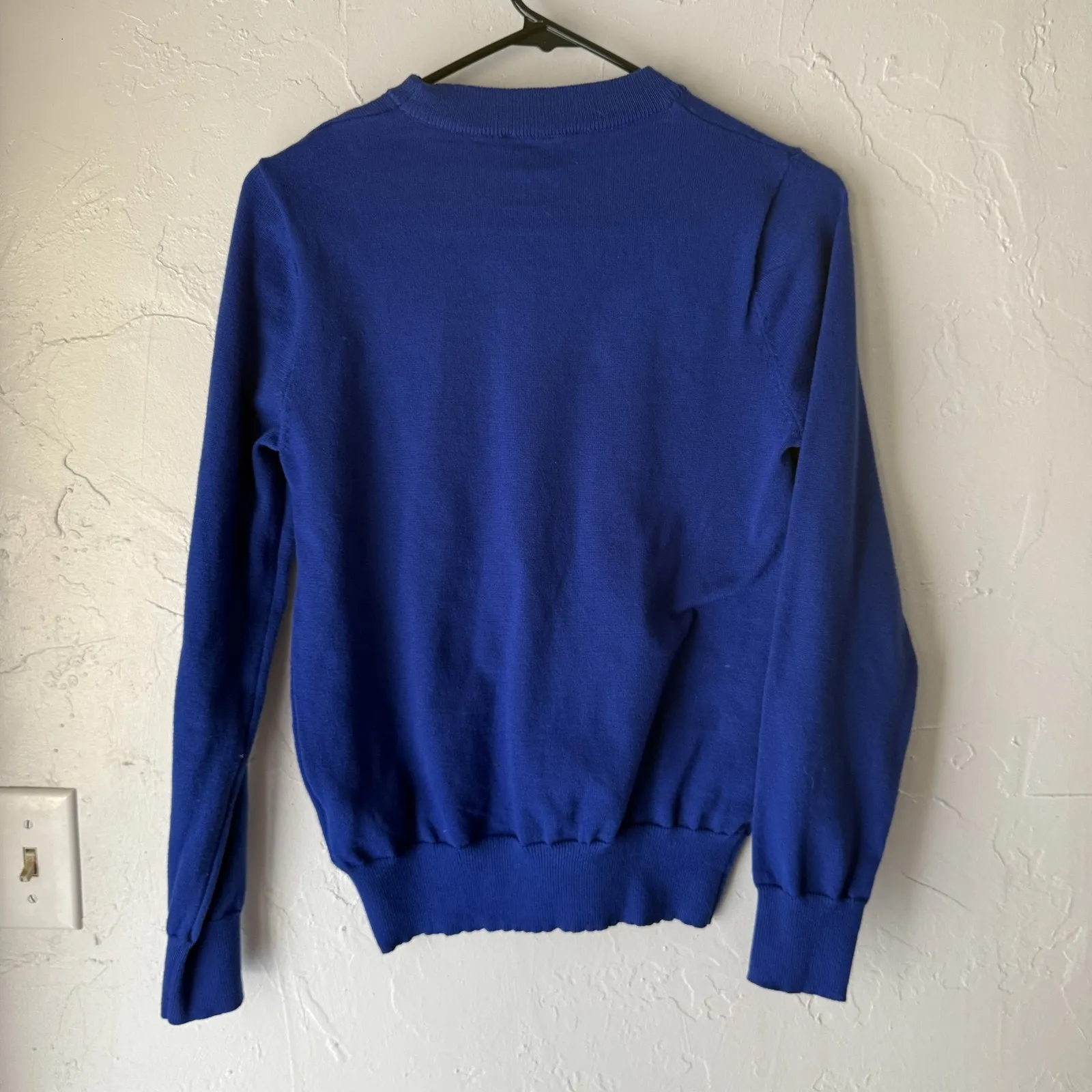 Nanette Lepore Sweater Womens Medium Blue Rhinestone Pullover Crewneck Knit‎ Top - Image 9