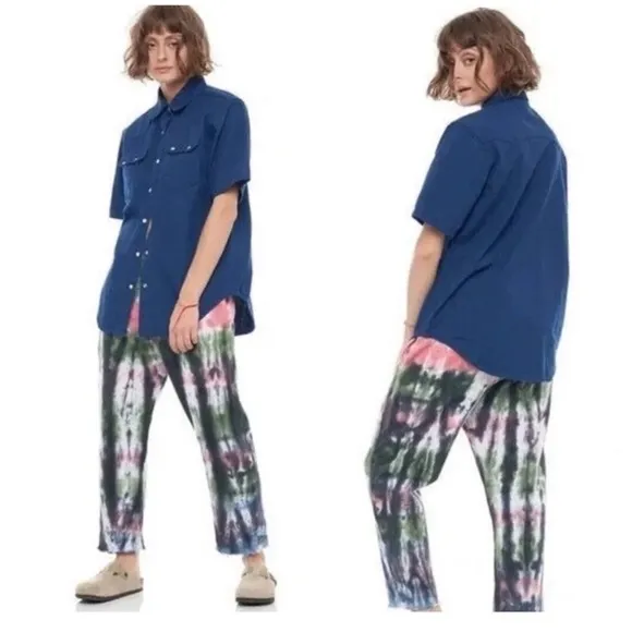 Sandrine Rose Blue Western Button Down Shirt Size XS - Image 2