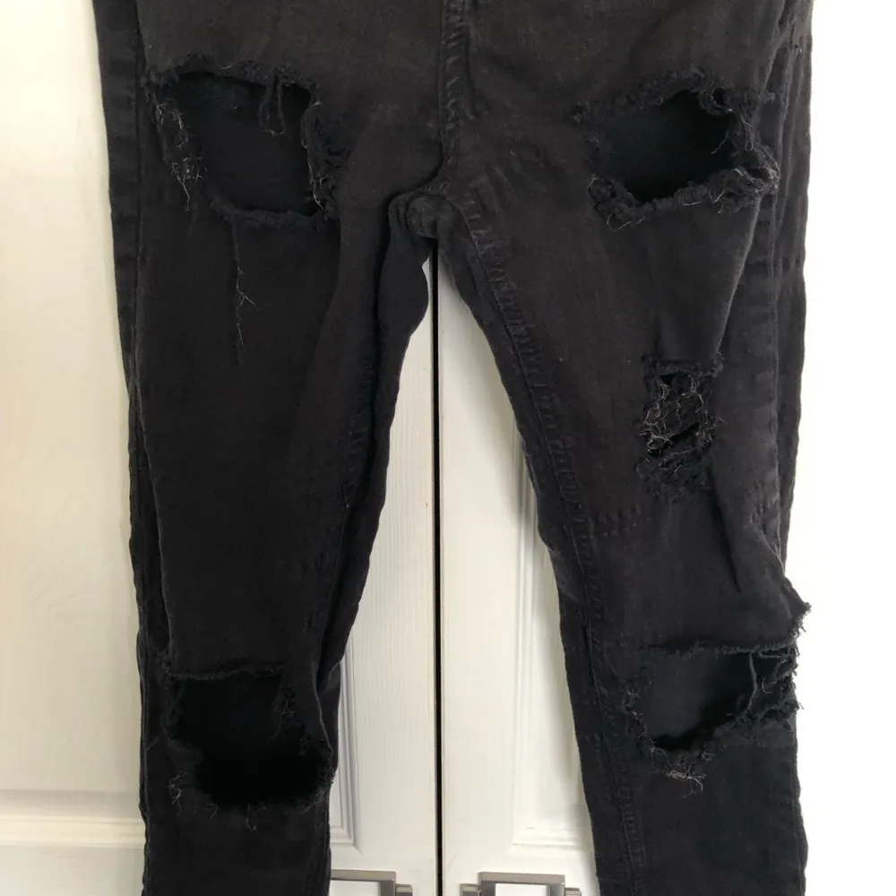 Topshop Jamie Moto Black Distressed Skinny Jeans Size 26 - Image 3
