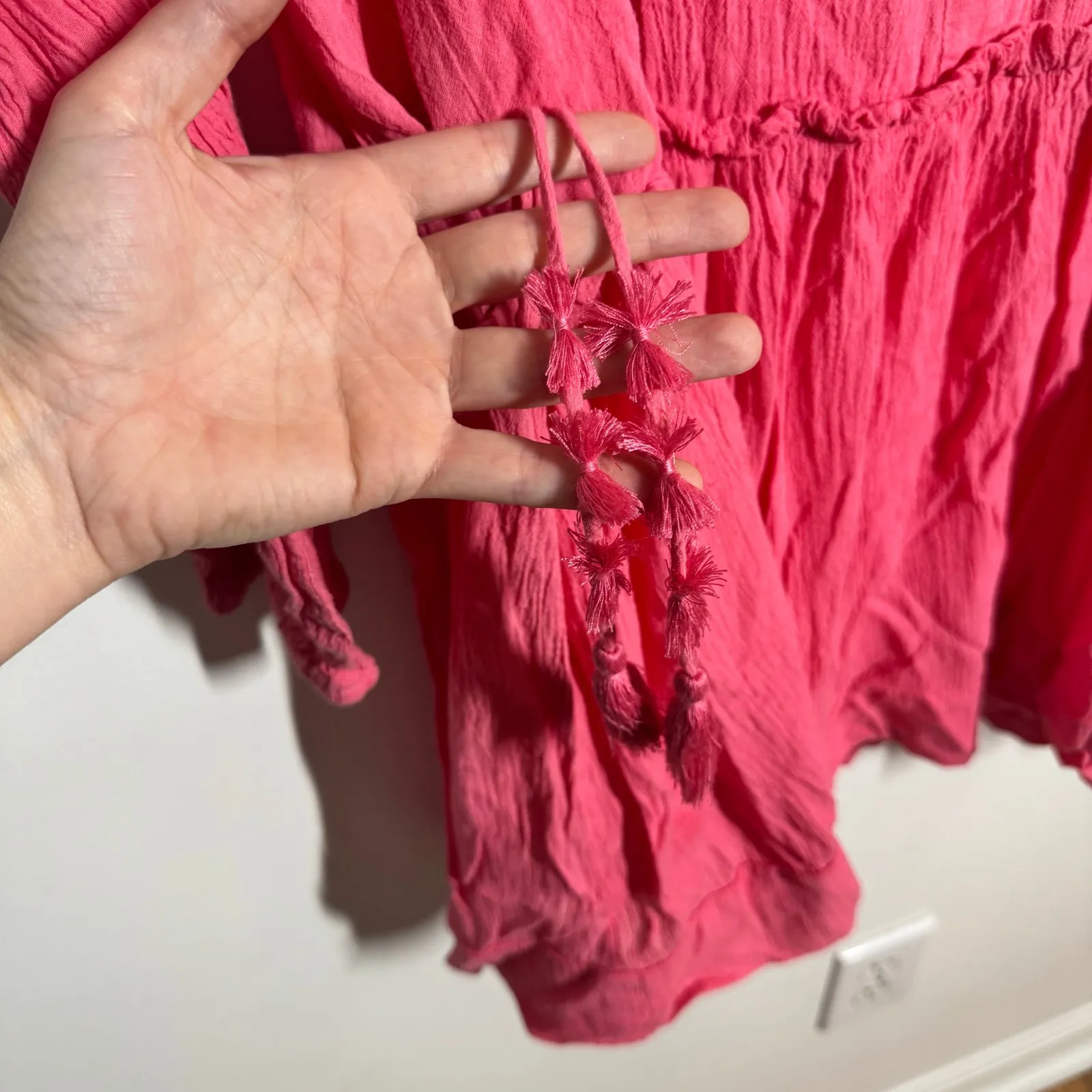 Pomander Place by Tuckernuck Pink Ophelia Cotton Dress Women XXL Beaded Cover - Image 6