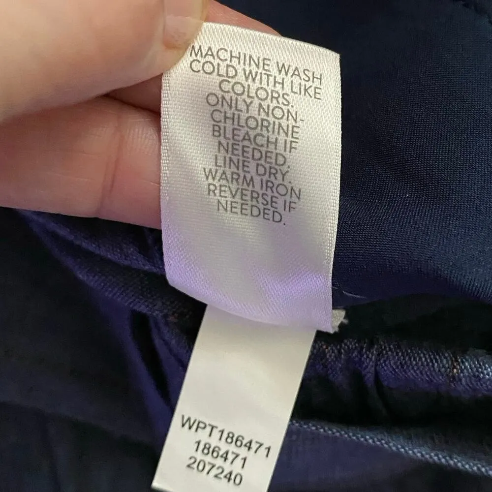 NEW J Jill Size S Linen Blend Wide Leg Ankle Pants Blue Thin Stripe Belted - Image 5