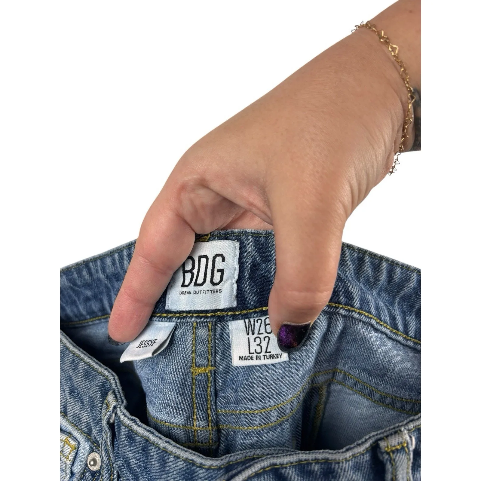 BDG Urban Outfitters Womens 26 Two Toned Button Fly Jessye Jeans 90s Y2K Grunge - Image 5