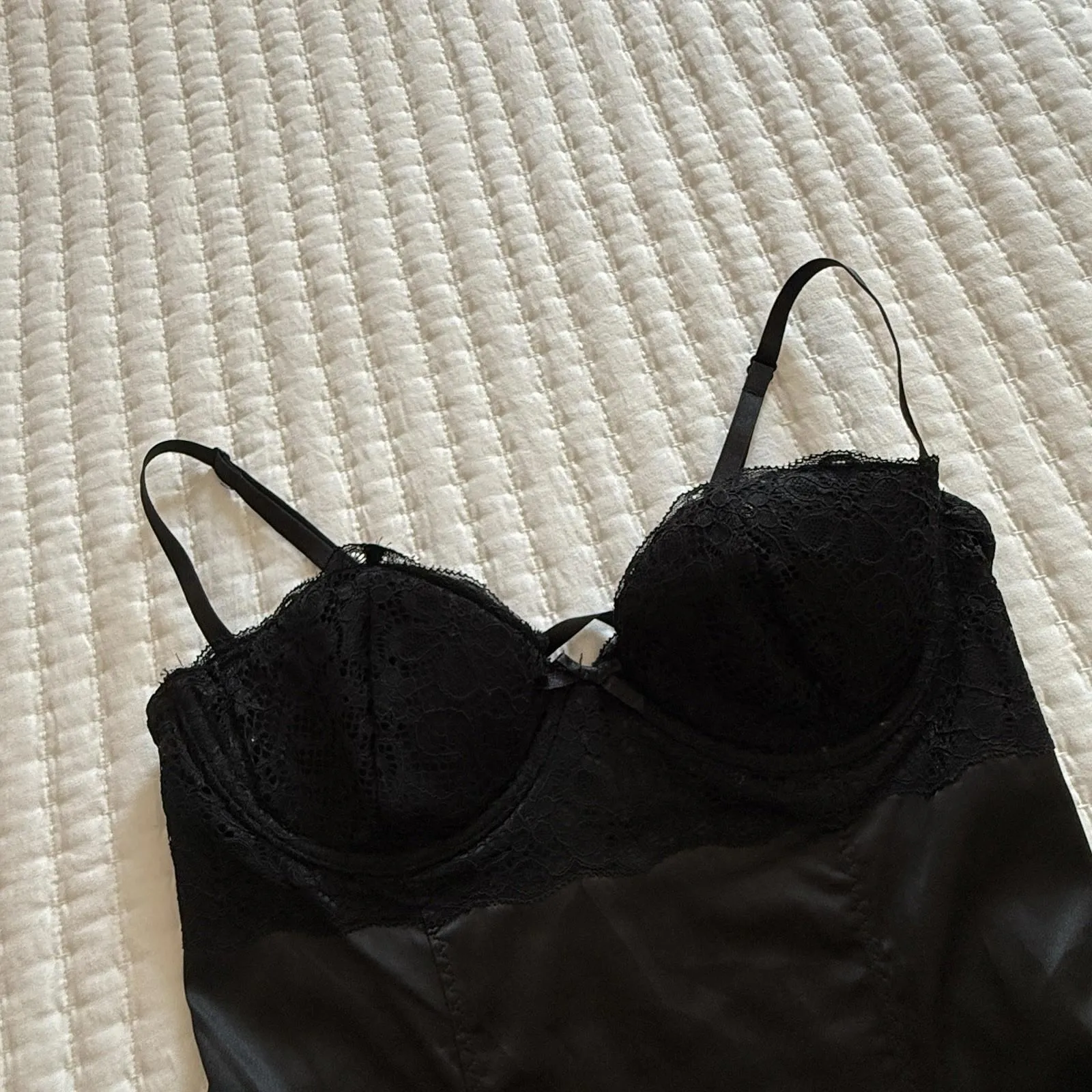 Fredrick’s Of Hollywood Black Babydoll Chemise Garters Sz L Large Underwire - Image 11