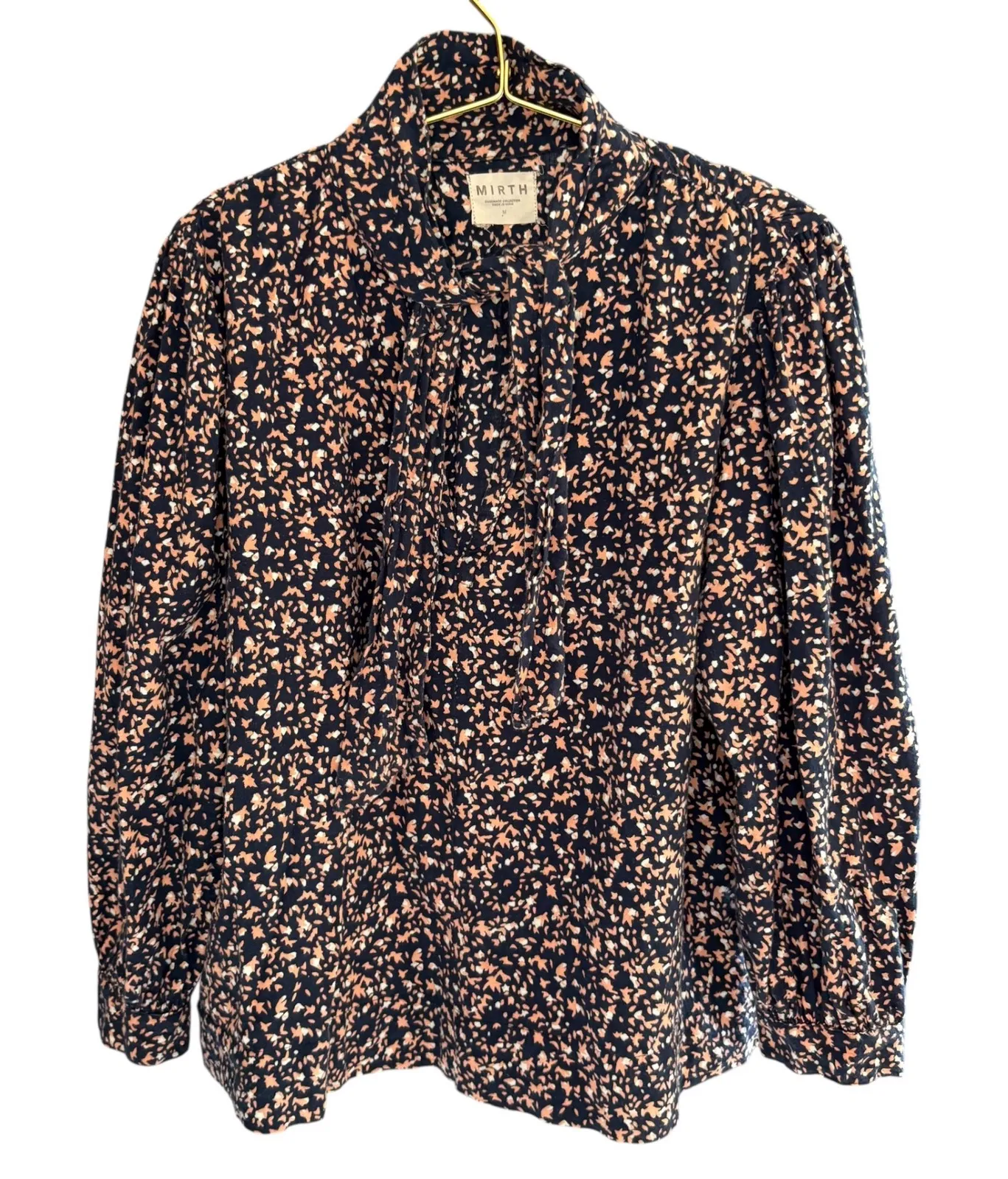 Anthropologie Mirth Women's Floral Print Long Sleeve Button Down Shirt Top Med Pink - Image 1