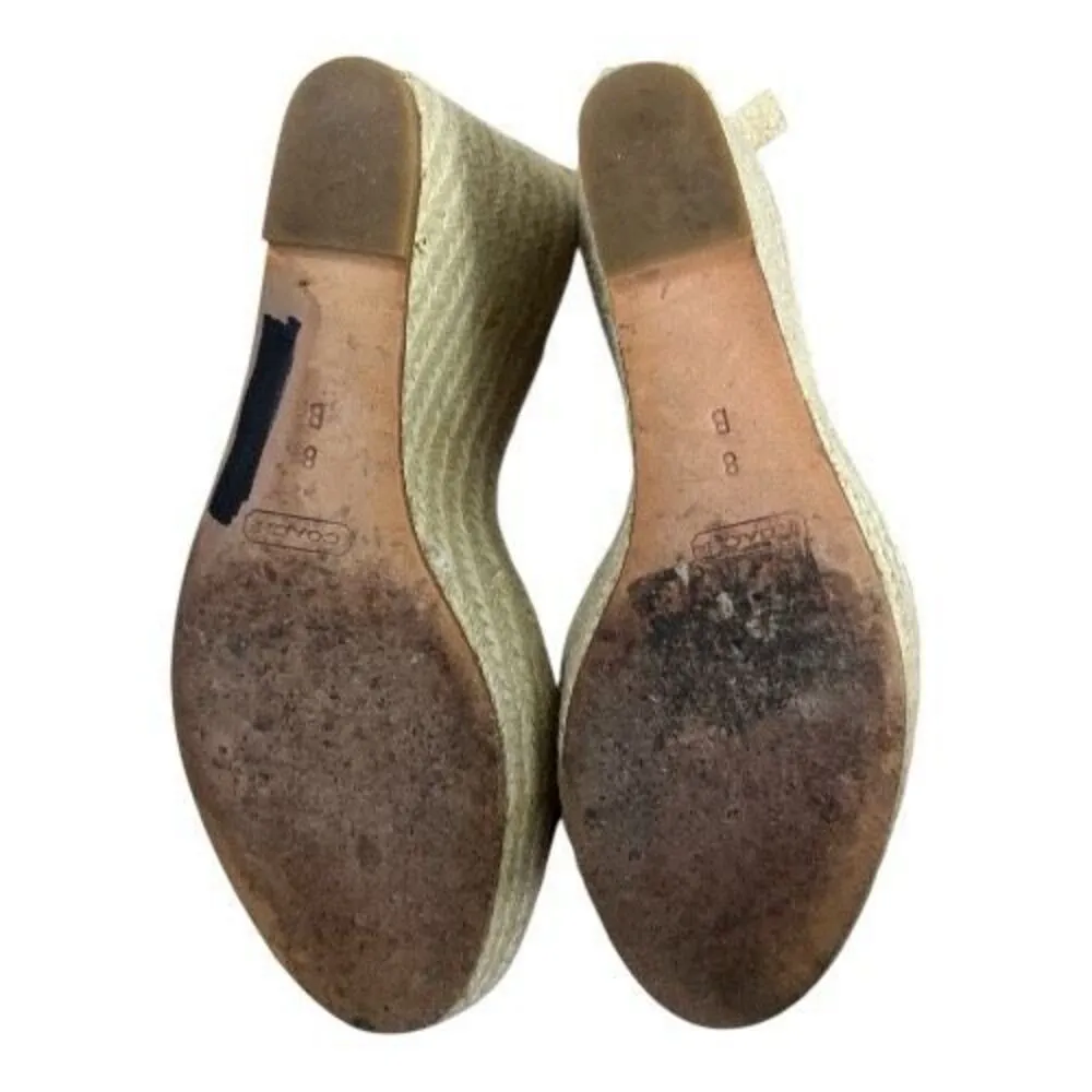 Coach Maritza Pink Purple Printed Slingback Platform Wedge Size 8B Open Toe - Image 9