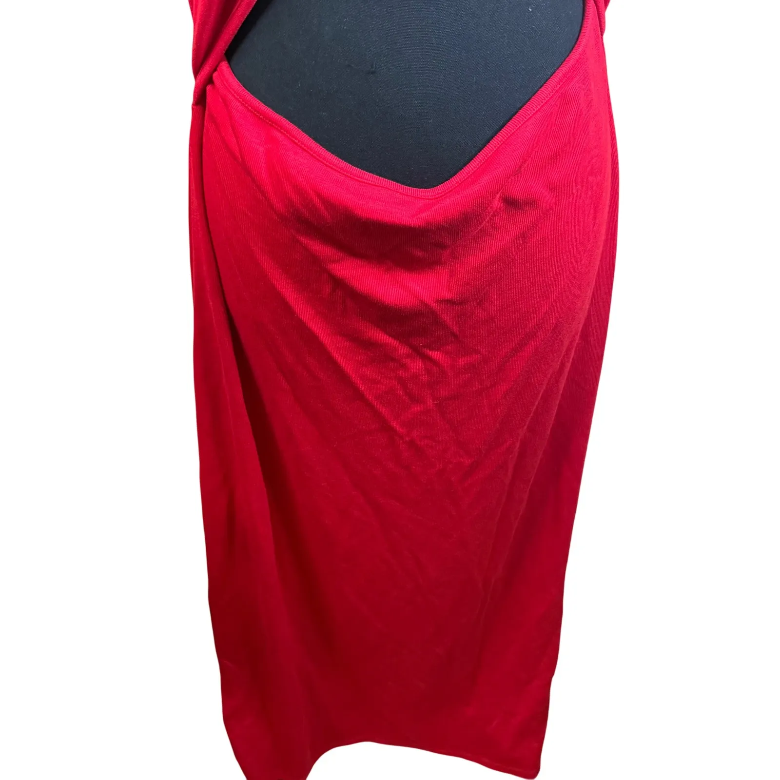 NWT Eloquii Size 16 Red Cutout Spaghetti Strap Midi‎ Ribbed Dress Formal Fancy - Image 3