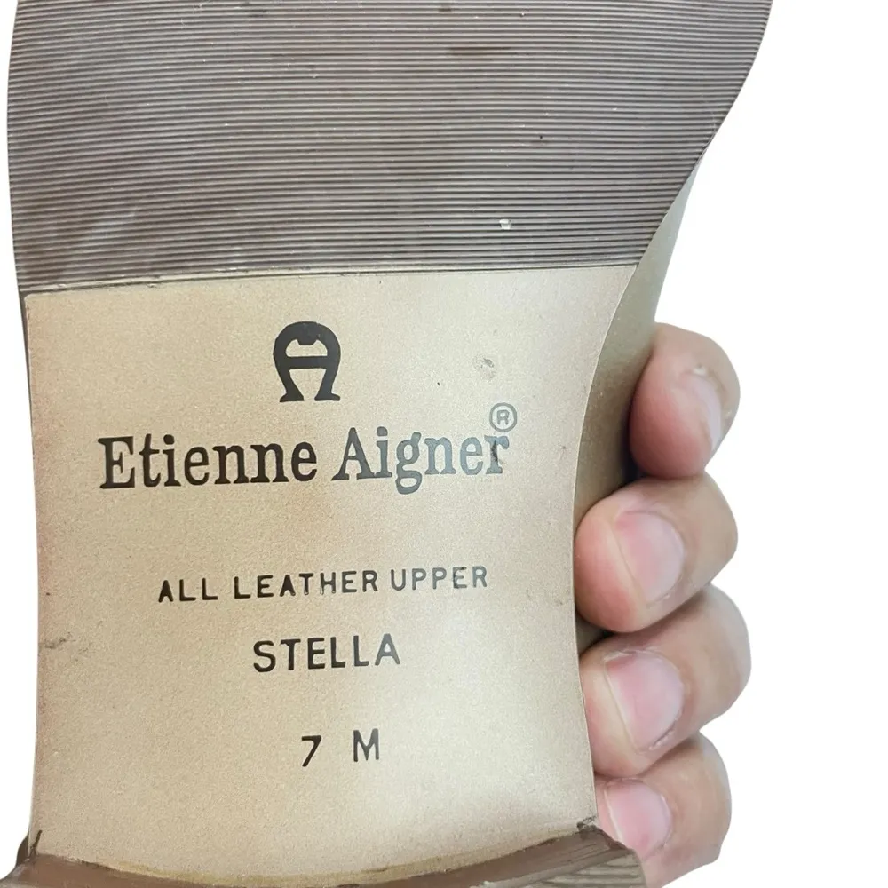 90s Etienne Aigner Gold Leather Loafers Sz 7M - Image 10