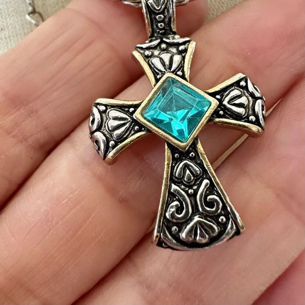 Cookie Lee Gem Cross Necklace - Image 4