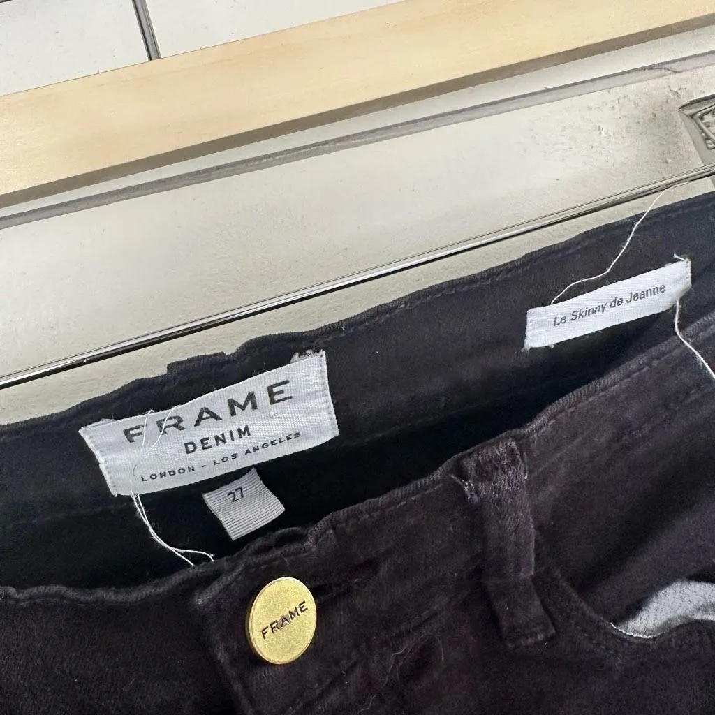 Frame women’s 27 Black Le Skinny De Jeanne Distressed Jeans - Image 2