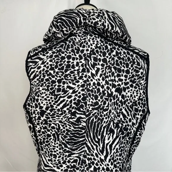 Laura‎ Ashley Black White Animal Print Vest Puffy Designer Stripe Womens Large - Image 7