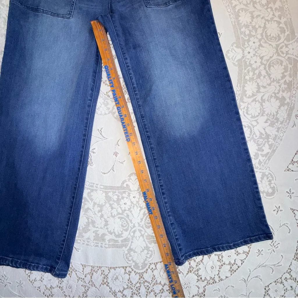 Draper James women’s High Rise Wide Leg Dark Patch Pocket Blue Jeans size 12 - Image 6