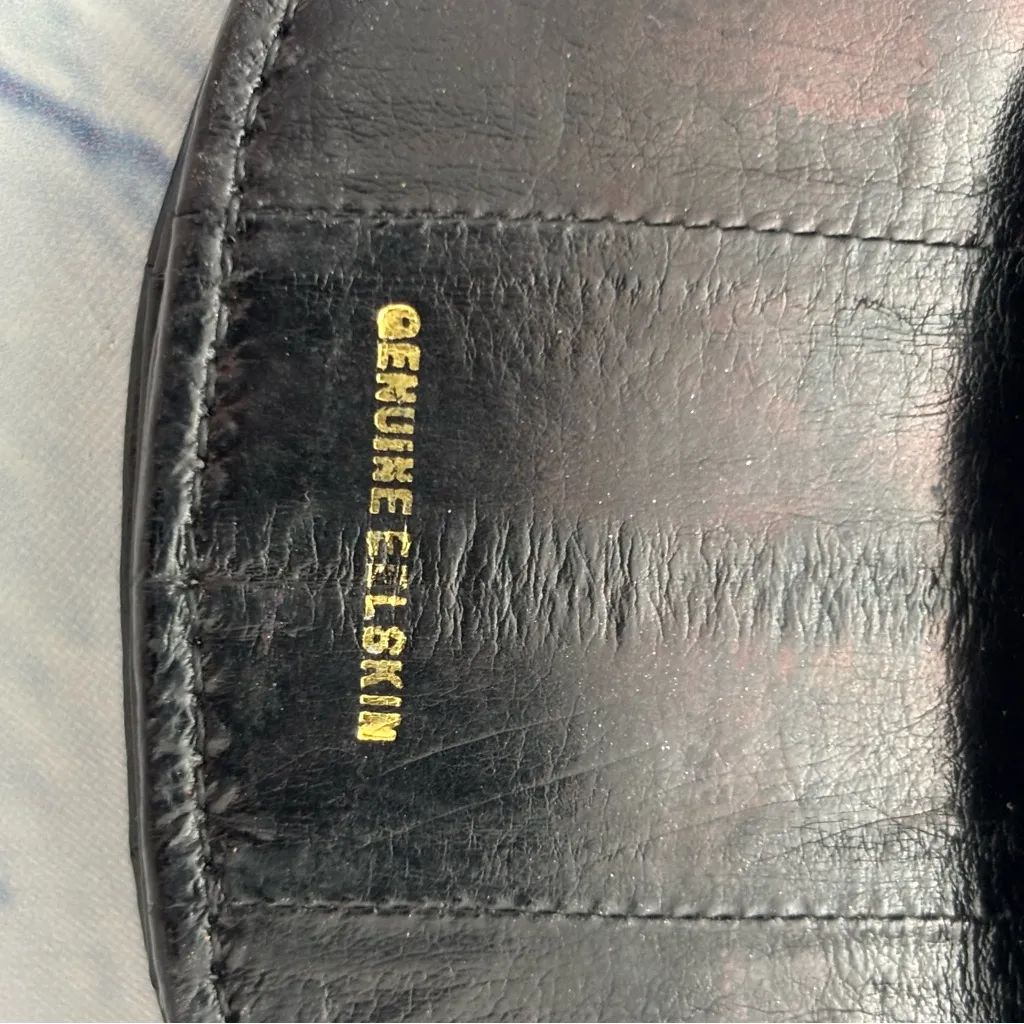 Vintage Eel Skin leather Coin Purse Wallet statement collectible purse Black - Image 7