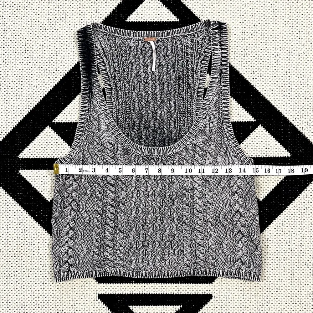 Free People High Tide Cable Knit Scoop Neck Sweater Tank Top XS - Image 8