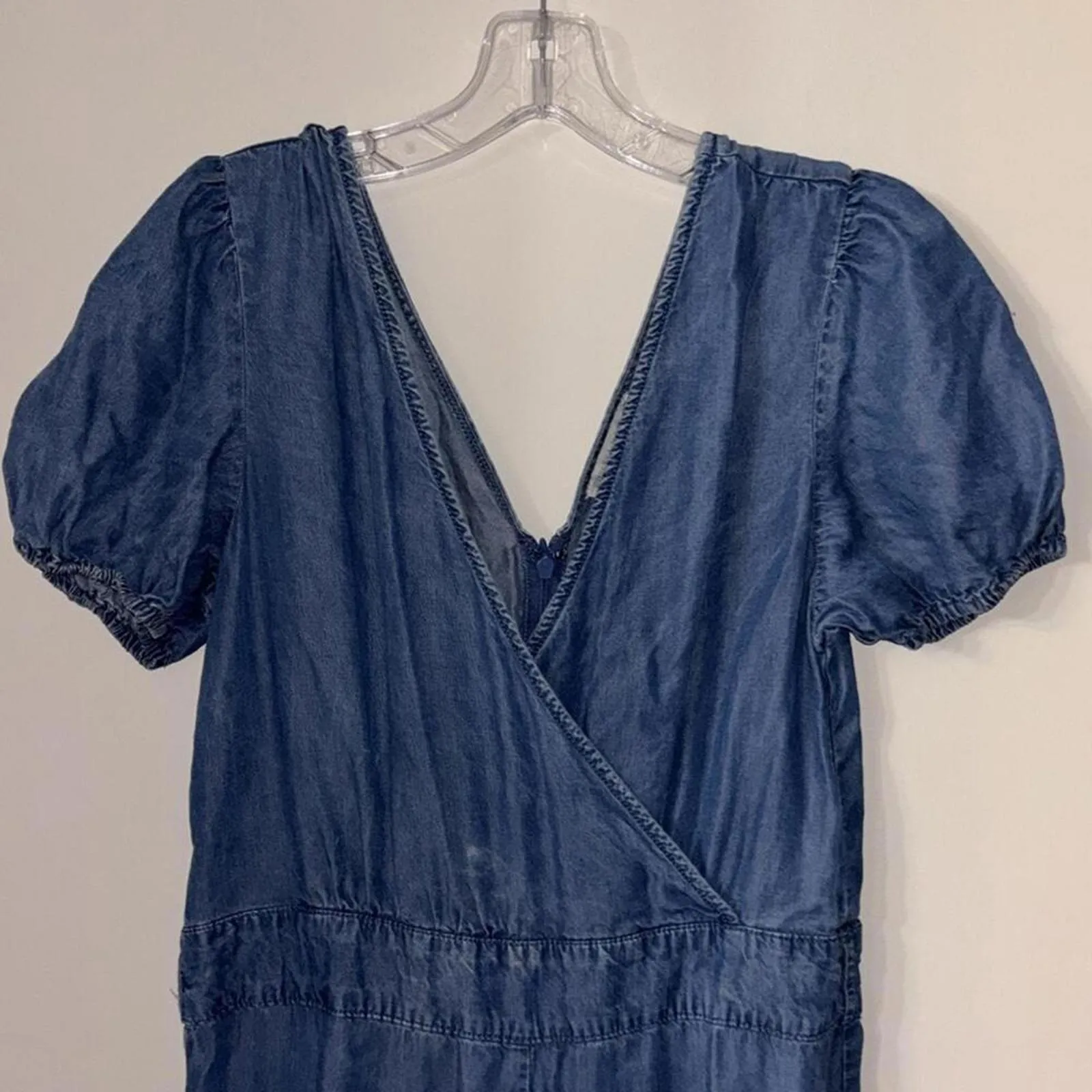 Chelsea & Violet blue denim short sleeve long pants jumpsuit romper, pant suit - Image 2