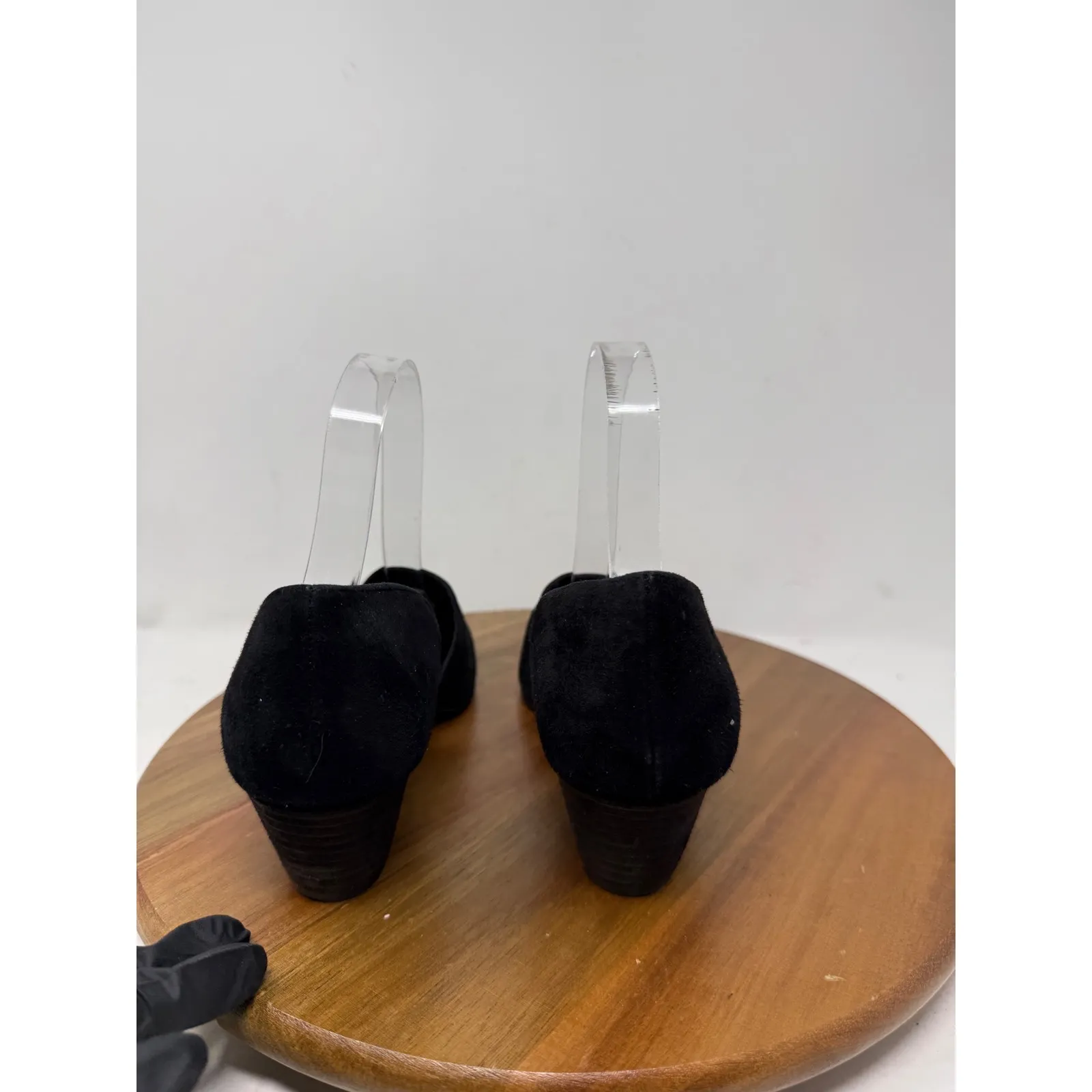 Eileen Fisher Black Suede Elastic Strap D'Orsay Block Heel Pumps Shoes 7.5 - Image 6