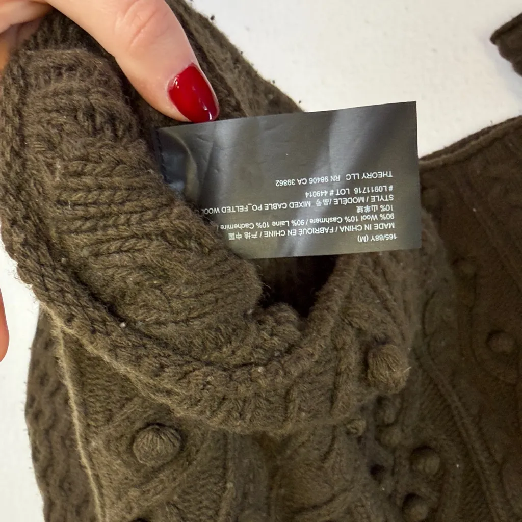 THEORY Felted Wool-cashmere Mixed-knit Sweater in Military Green - Image 5