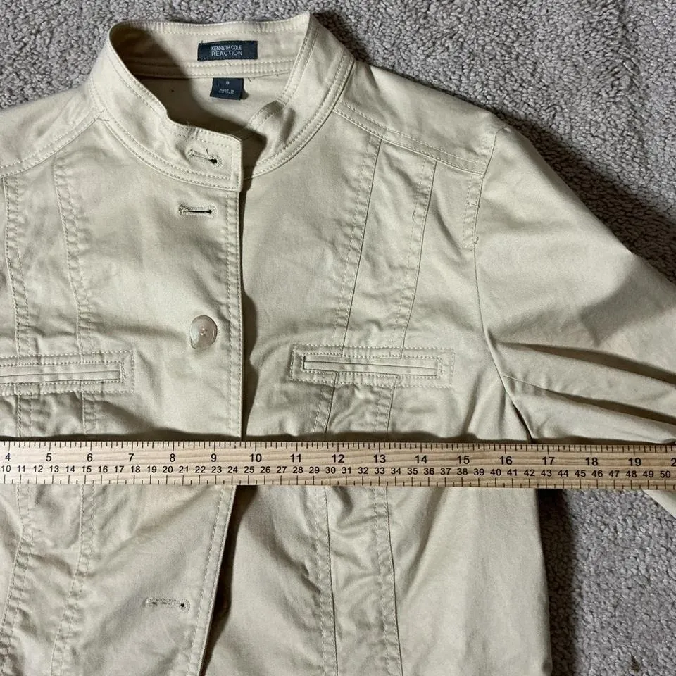 Kenneth Cole  Reaction Womens Beige Button Front Cropped Jacket Size 8 Preppy - Image 7