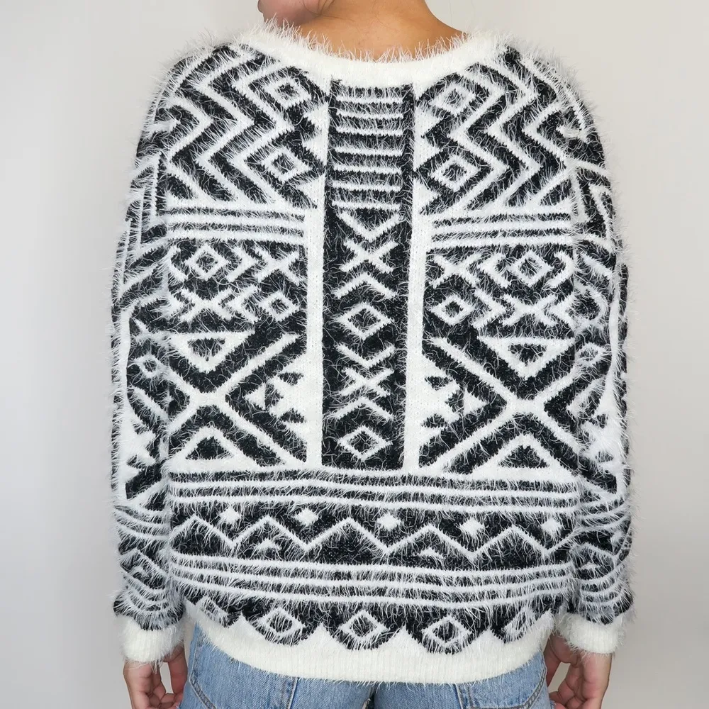 Cecico  Aztec Print Fuzzy Eyelash Sweater - Image 3