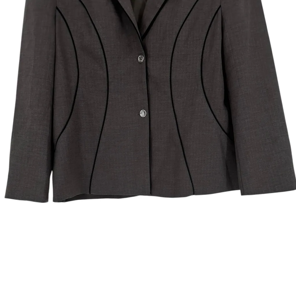 Disturbia Cointrelle Herringbone Piped Blazer size 16 Long Sleeve NWT Collared Gray - Image 8