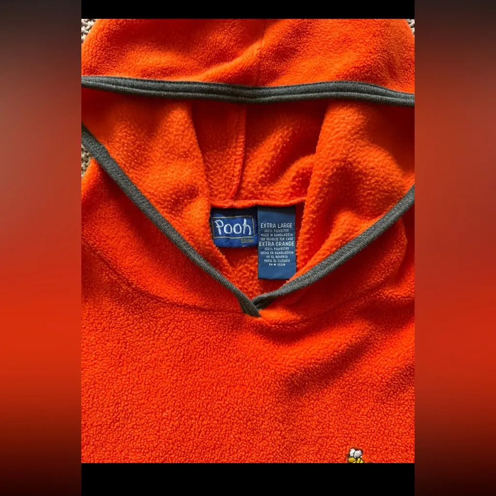Winnie The Pooh Disney fleece sweatshirt hoodie orange‎ Size XLarge - Image 4