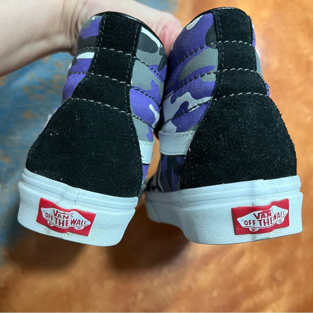 Vans Sk8 Hi Pop Camo Black Purple Gray Suede Shoes - Image 5