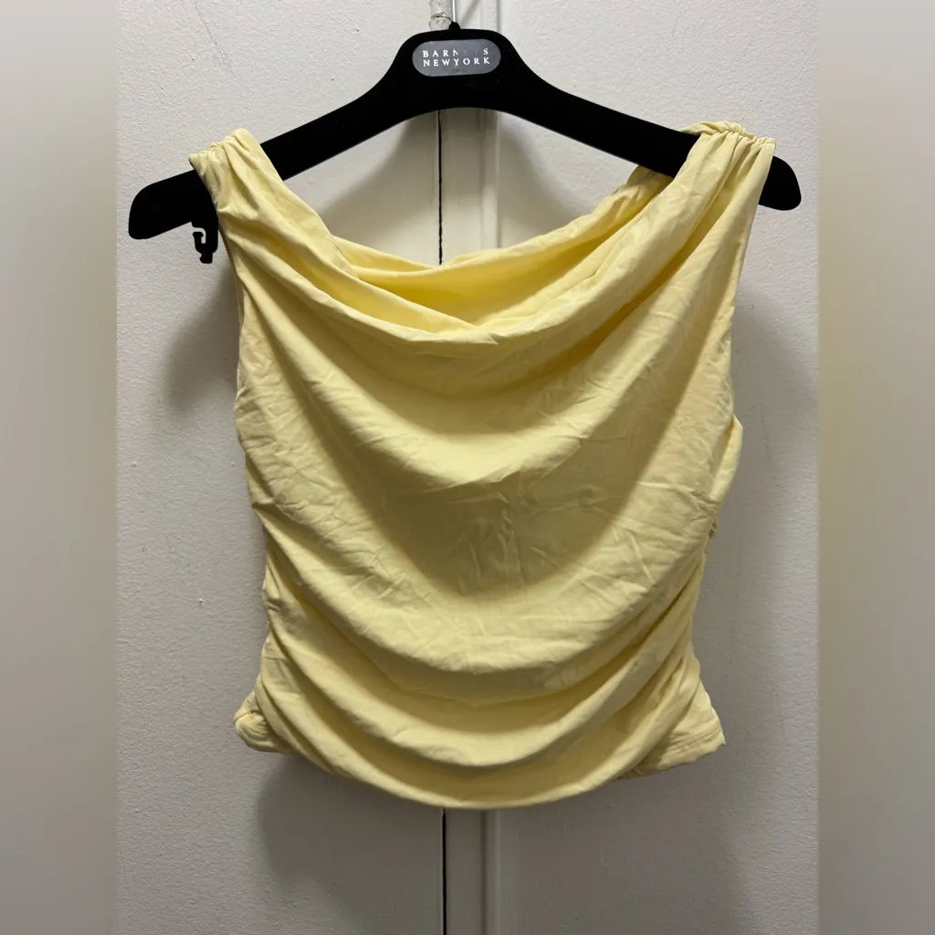 SUUKSESS Ruched Off Shoulder Tops Sleeveless Shirts Y2K Going Out Crop Tank Top Yellow Size M - Image 2