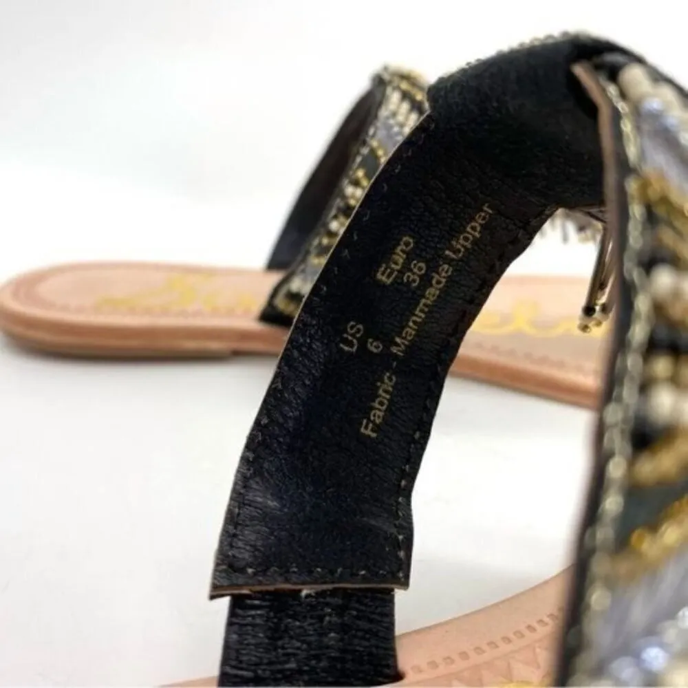 Sam Edelman Anella Beaded Fringe Flat Leather Sandals - Image 13