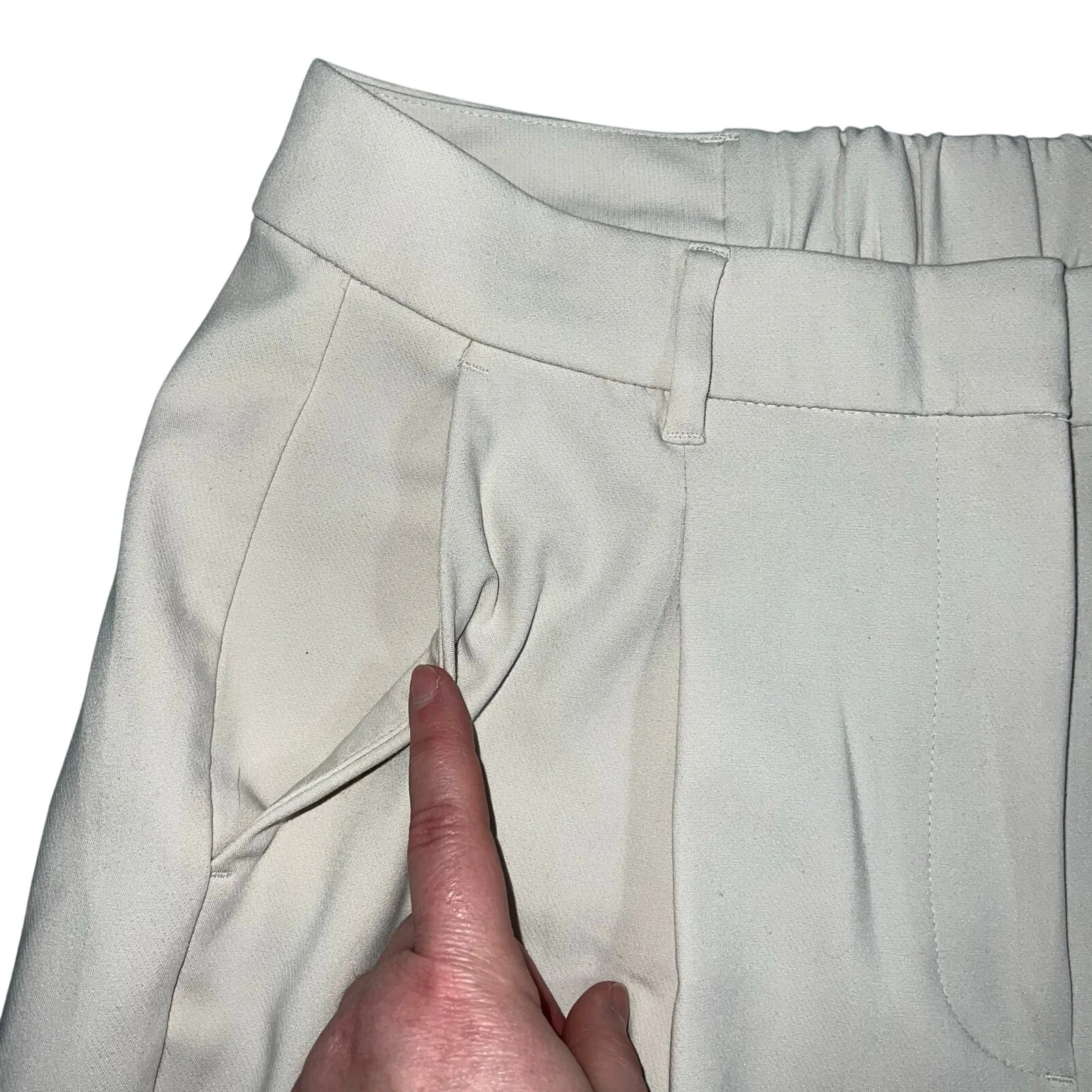 Old Navy Womens Extra High Rise Taylor Wide Leg Trouser Pants Beige Large - Image 3