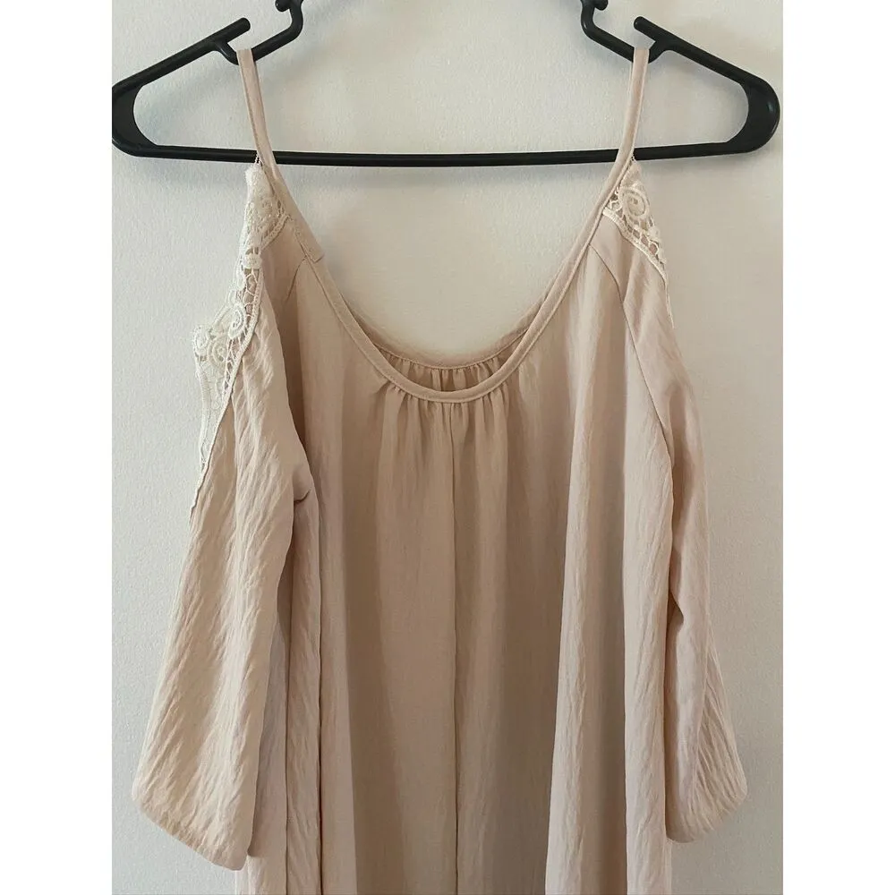 Shein Beige Coverup Fringe Women's Sz Medium - Image 6