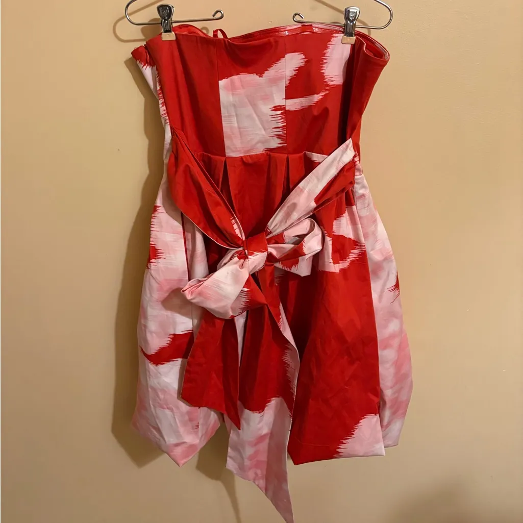 Hutch Anthropologie Polly Bubble Skirt Cocktail Dress in Red & Pink - Image 5