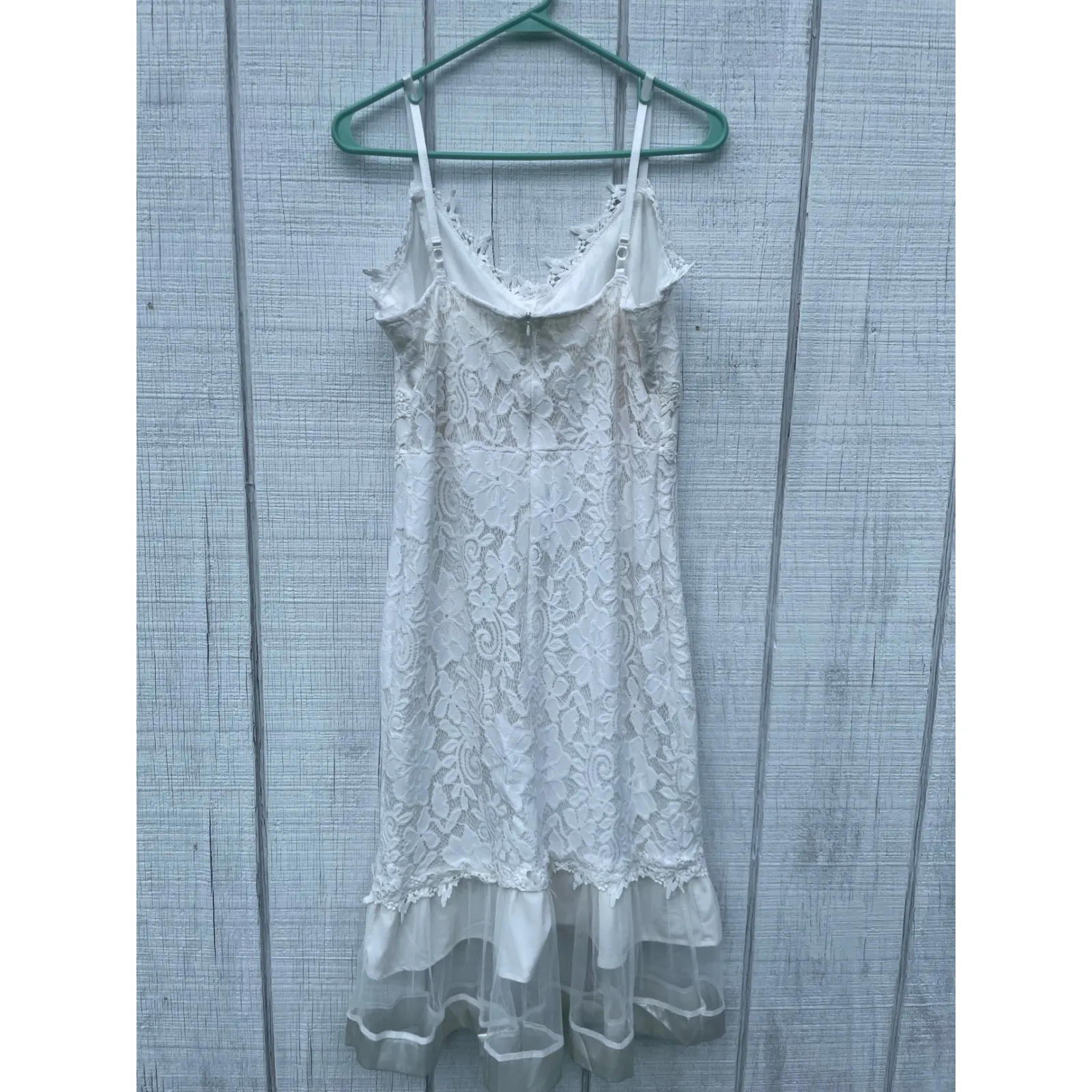 Lace Dress White Sleeveless Midi Summer Party Dress Large - Image 4